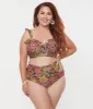 Unique Vintage Plus Size 1960s Kaleidoscope Floral Cape May Swim Bottoms sold by Unique Vintage