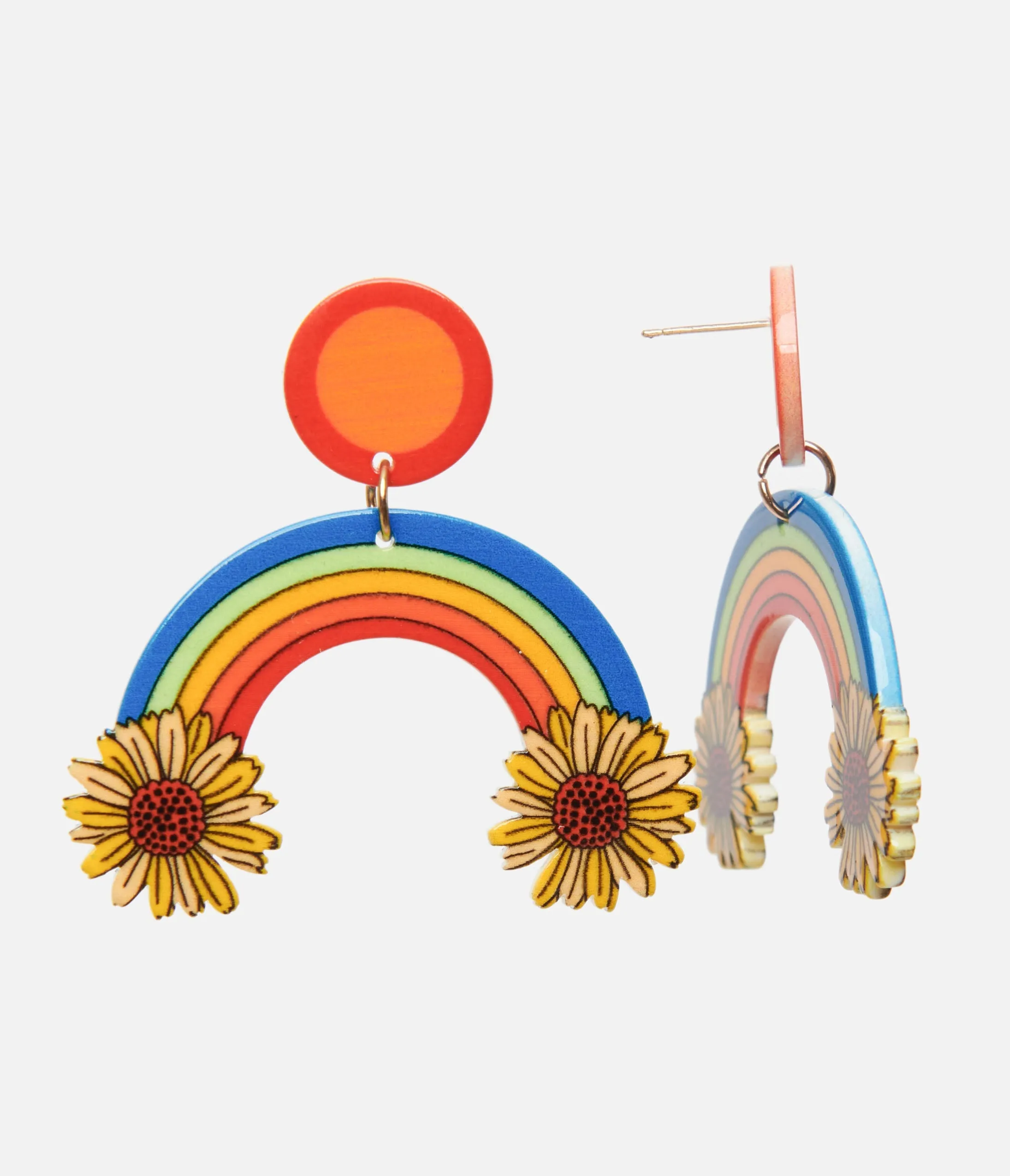 1970s Retro Sunflower Rainbow Earrings sold by Unique Vintage product image thumbnail 3