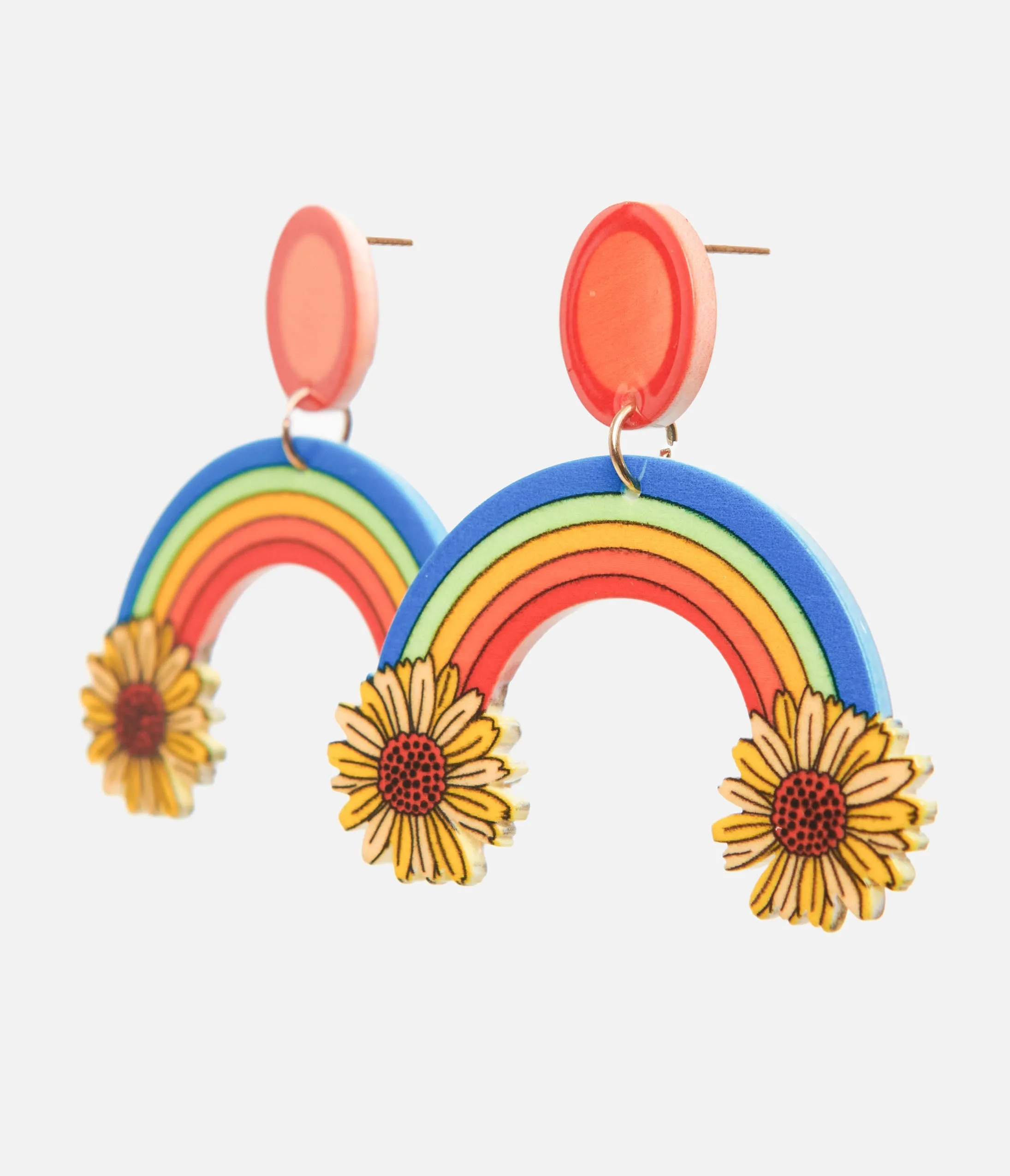 1970s Retro Sunflower Rainbow Earrings sold by Unique Vintage product image thumbnail 2