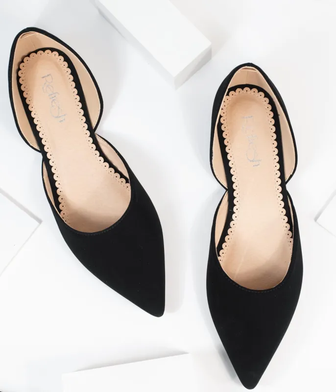 Black Suede Pointed Toe Flats sold by Unique Vintage