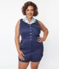 Unique Vintage Plus Size Navy Blue Shelby Romper sold by Unique Vintage