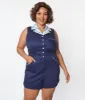 Unique Vintage Plus Size Navy Blue Shelby Romper sold by Unique Vintage