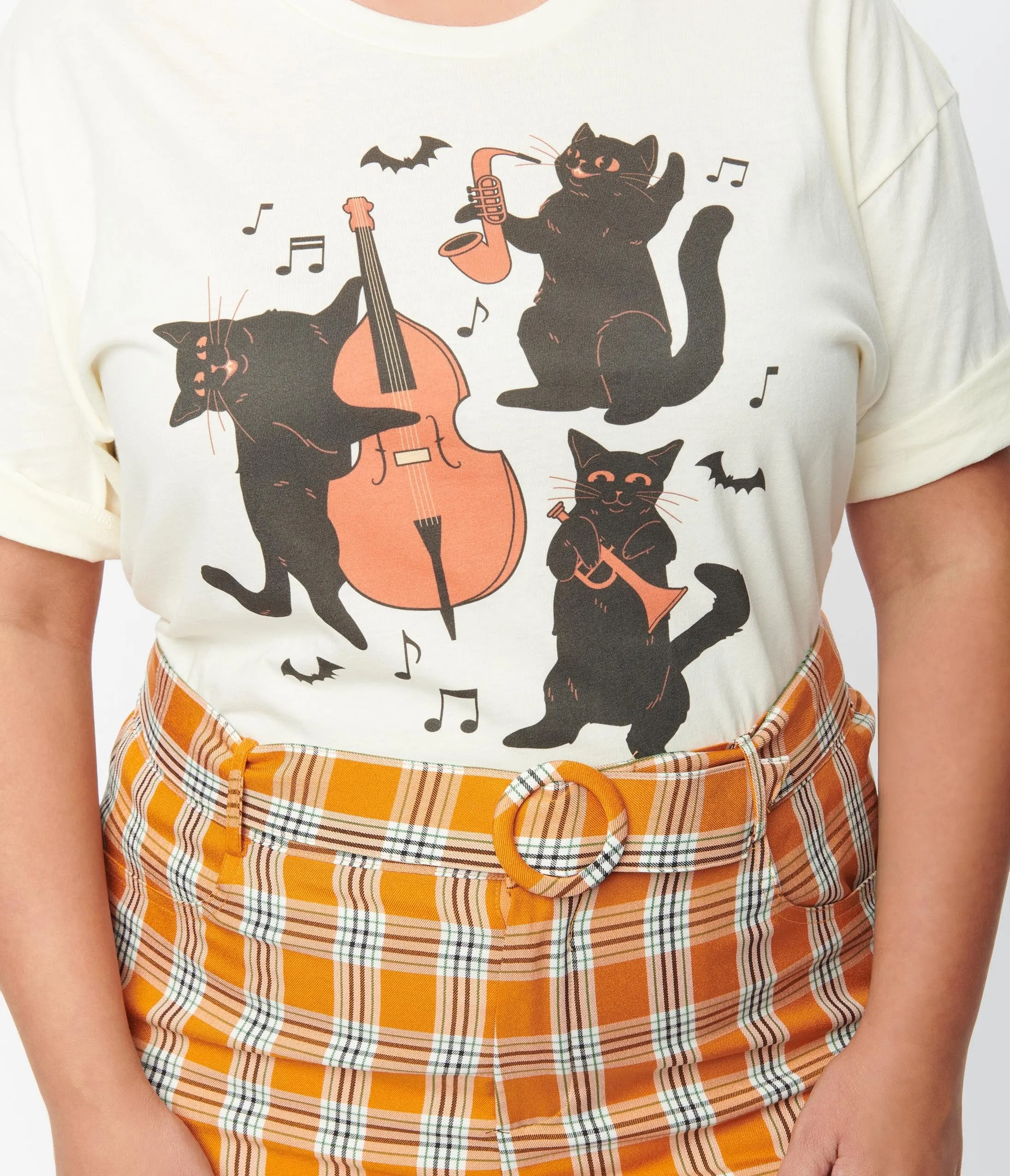Plus Size Cream Jazz Cats Unisex Graphic Tee sold by Unique Vintage product image thumbnail 3