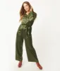 Olive Green Satin Jumpsuit sold by Unique Vintage