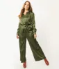 Olive Green Satin Jumpsuit sold by Unique Vintage