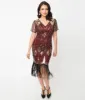 Unique Vintage 1920s Gold Sequin & Burgundy Katriane Flapper Dress sold by Unique Vintage