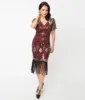 Unique Vintage 1920s Gold Sequin & Burgundy Katriane Flapper Dress sold by Unique Vintage