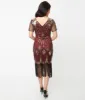 Unique Vintage 1920s Gold Sequin & Burgundy Katriane Flapper Dress sold by Unique Vintage