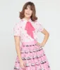 Barbie x Unique Vintage 1970s Pink Barbie Floral Print Bow Blouse sold by Unique Vintage