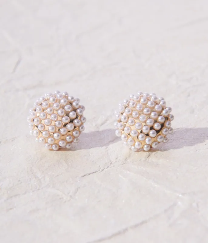 Gold & Mini Faux Pearl Stud Earrings sold by Unique Vintage