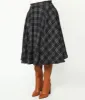 Black & Red Check Plaid Swing Skirt sold by Unique Vintage