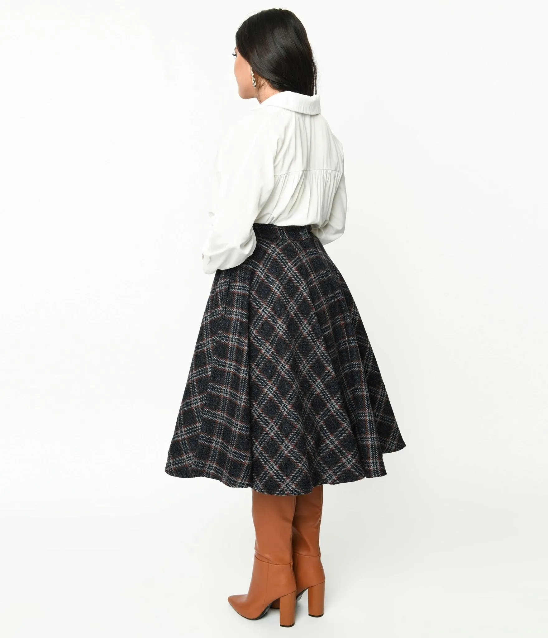 Black & Red Check Plaid Swing Skirt sold by Unique Vintage product image thumbnail 3