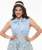 Retrolicious 1950s Blue Plaid Cotton Bow Top sold by Unique Vintage