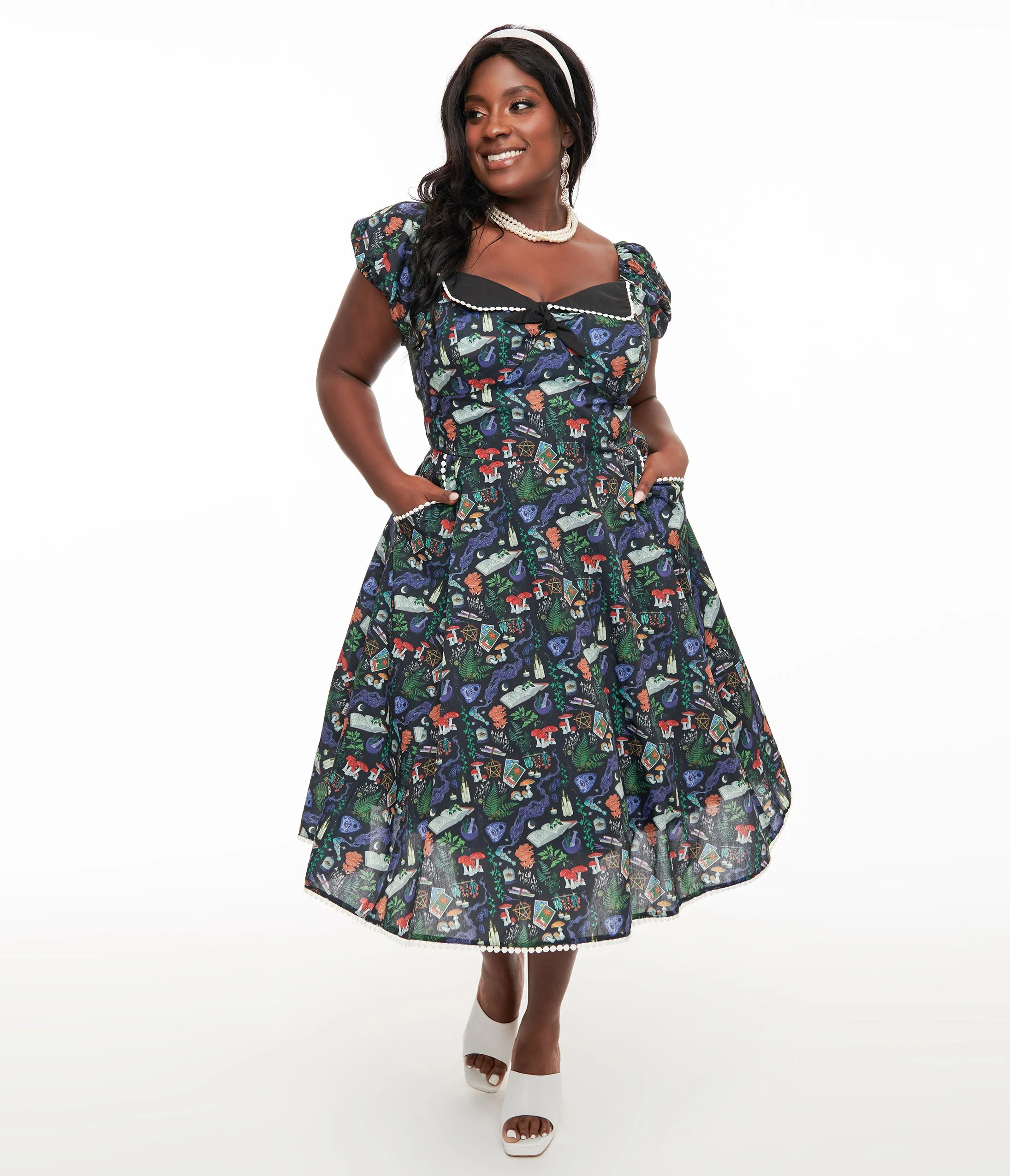 Unique Vintage Plus Size 1950s Black Spellbinding Print Swing Dress sold by Unique Vintage product image thumbnail 3