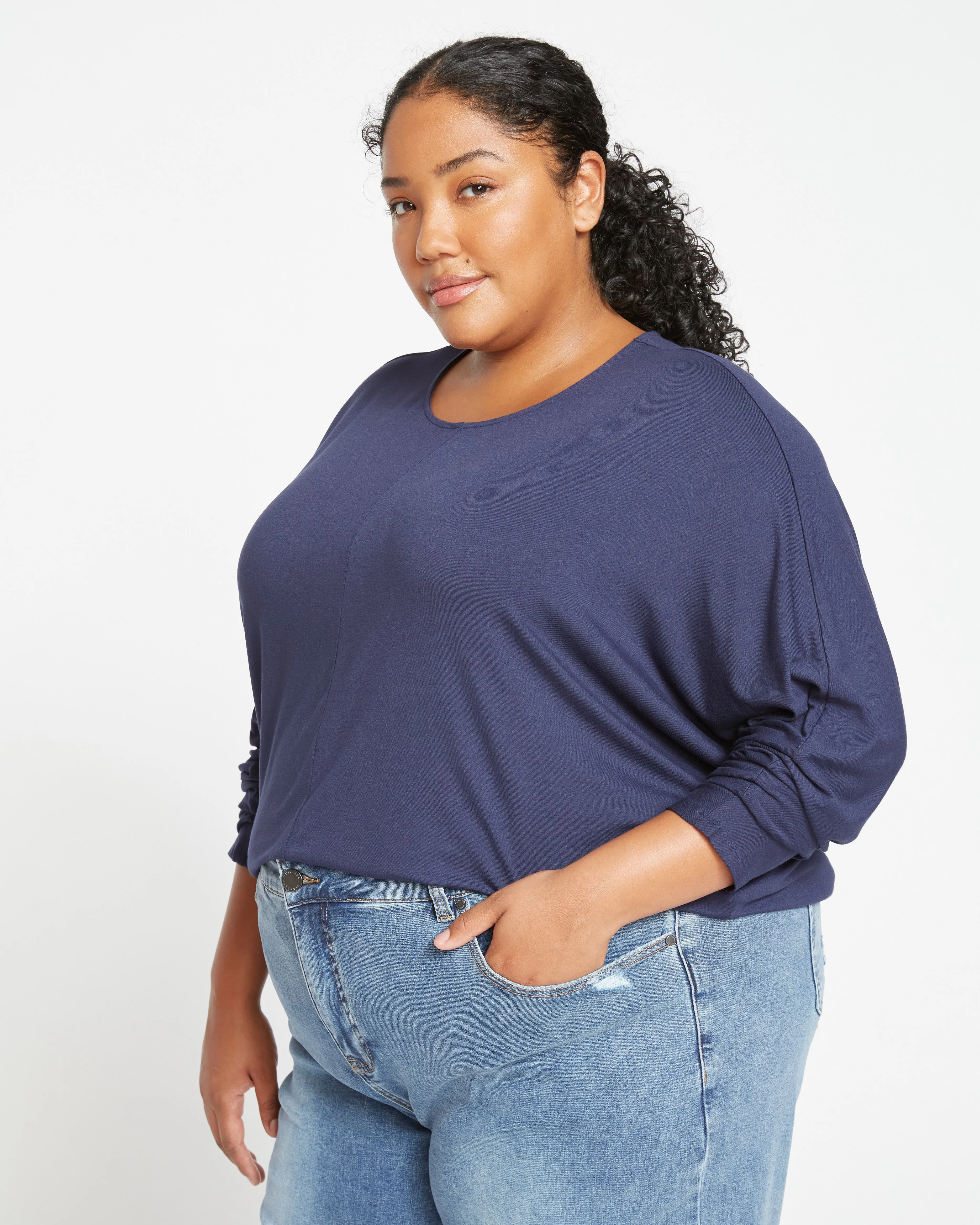 Liquid Jersey Crew Neck Dolman Top - Navy sold by Universal Standard