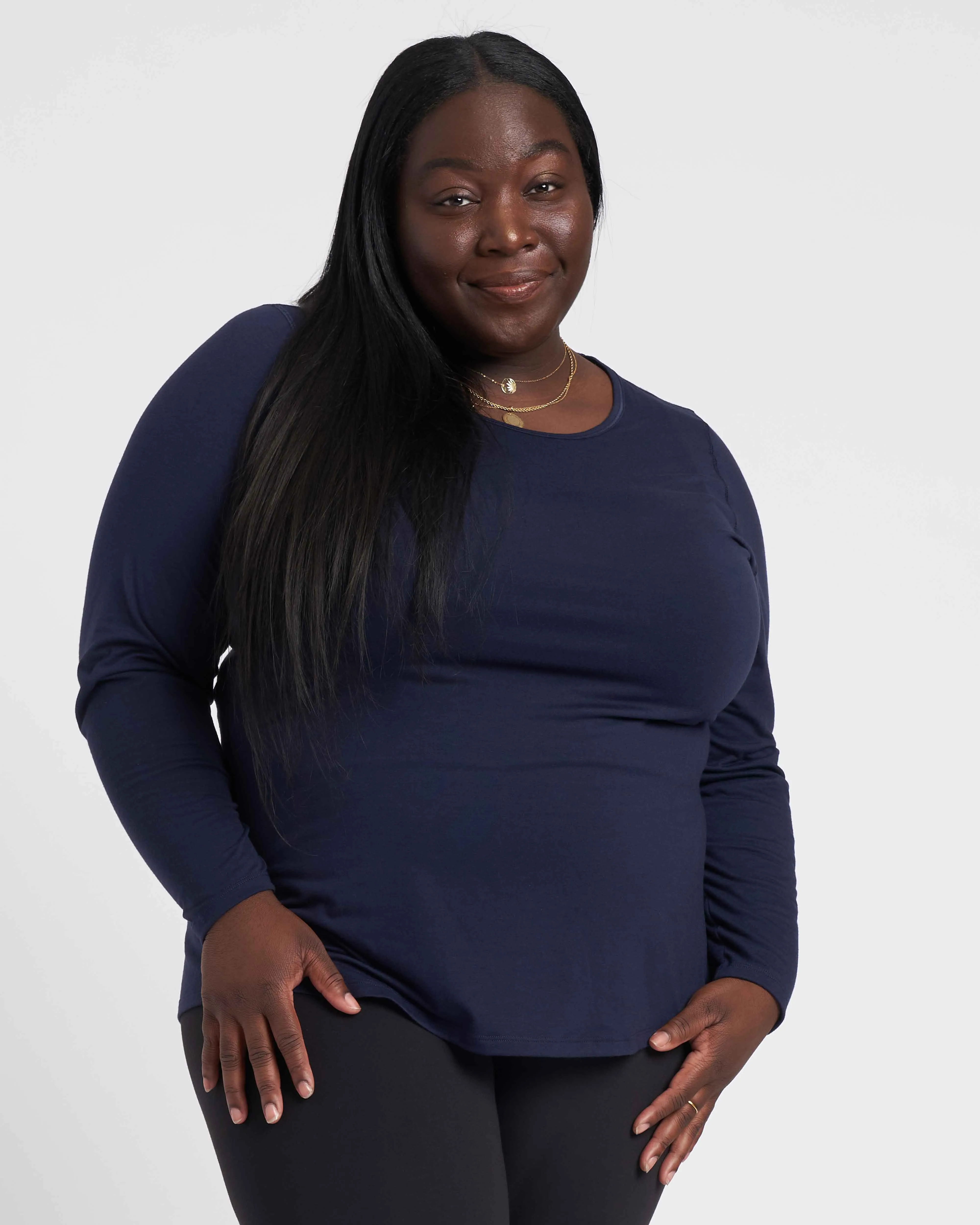Mia Long Sleeve Movement Tee - Navy sold by Universal Standard