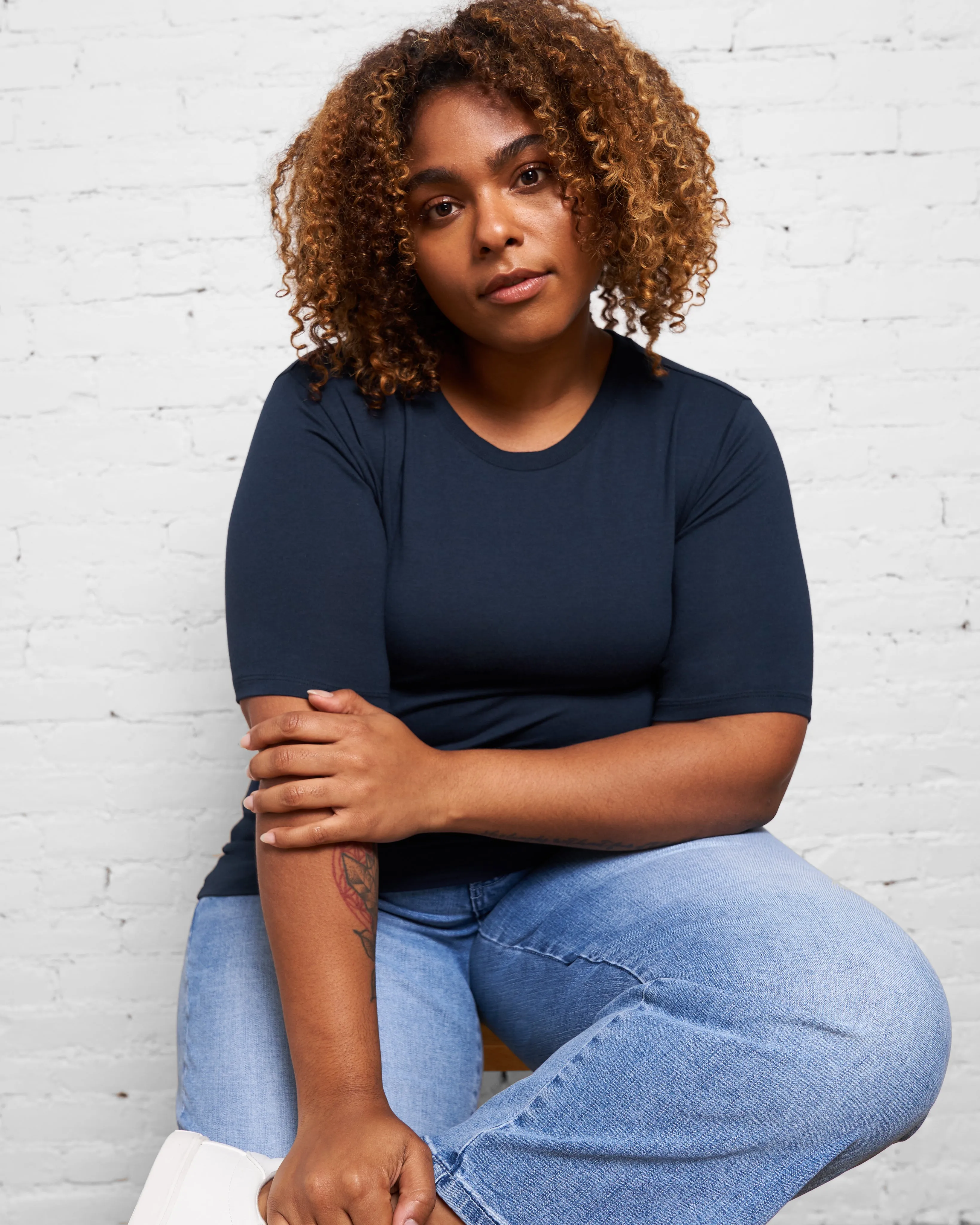 Maia Stovepipe Sleeve Tee - Navy sold by Universal Standard product image thumbnail 5