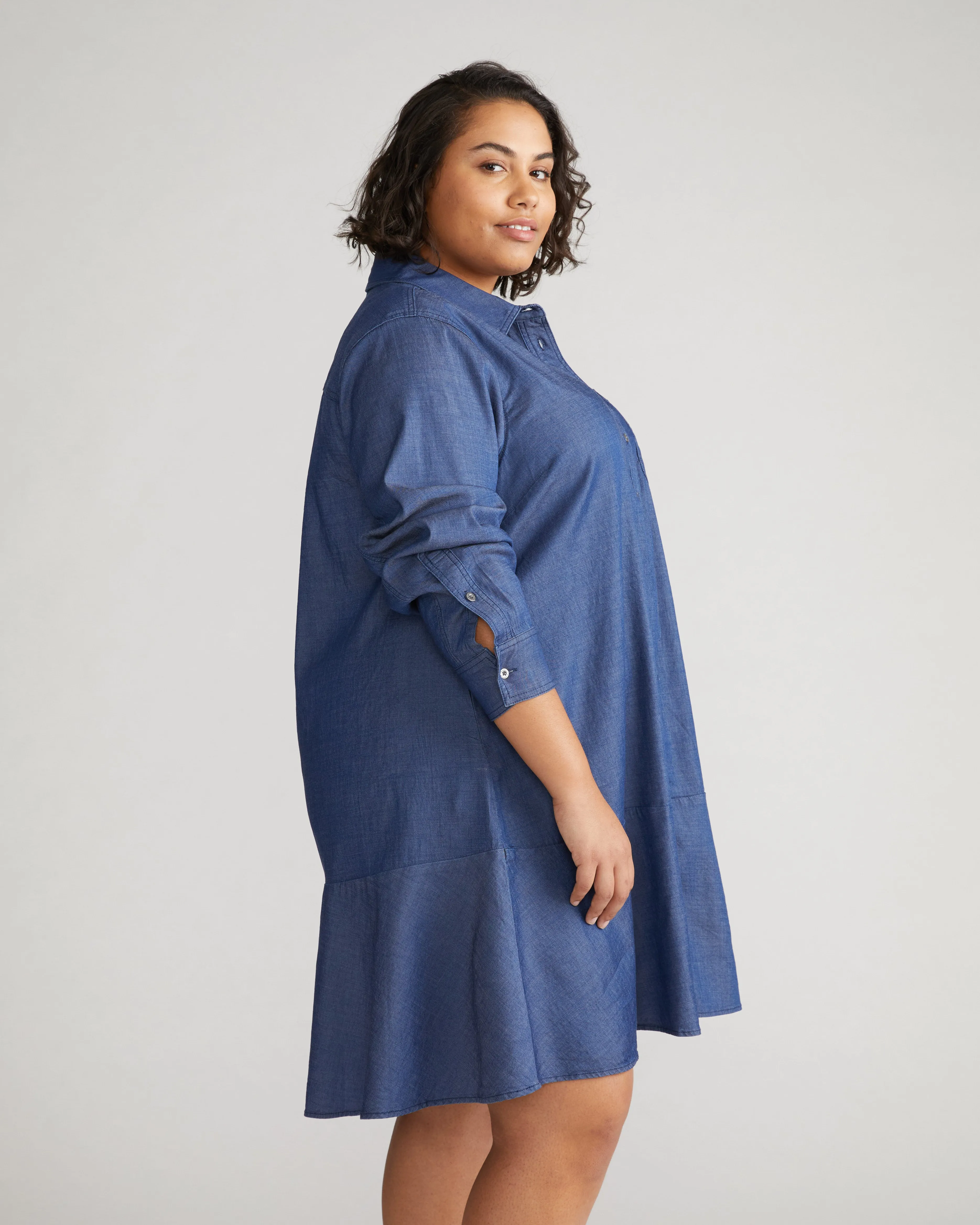 Perfect Tencel Chambray Drop Waist Shirtdress - Midnight Blue sold by Universal Standard product image thumbnail 2