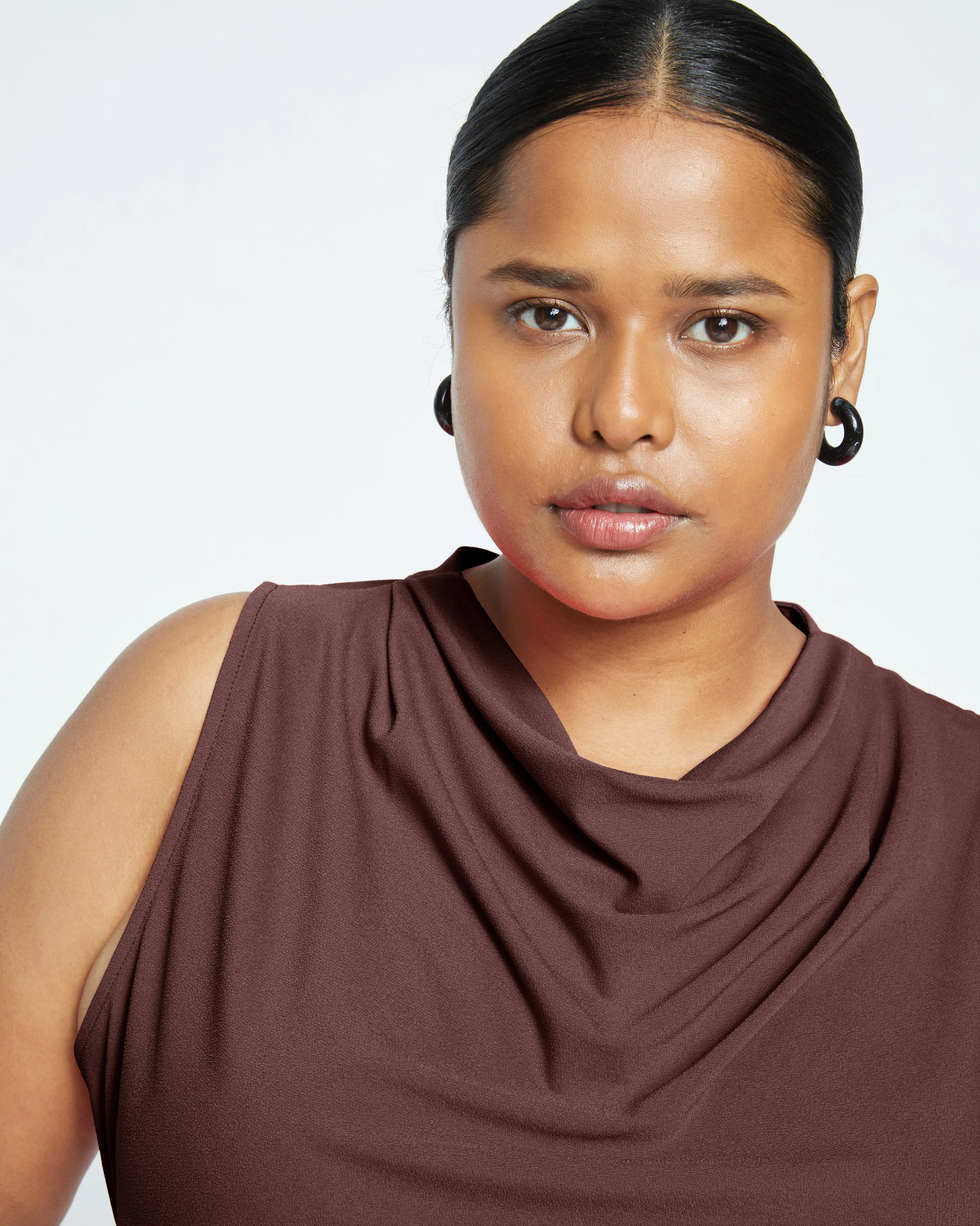 Crepe Jersey Cowl Tank Blouse - Brulee sold by Universal Standard