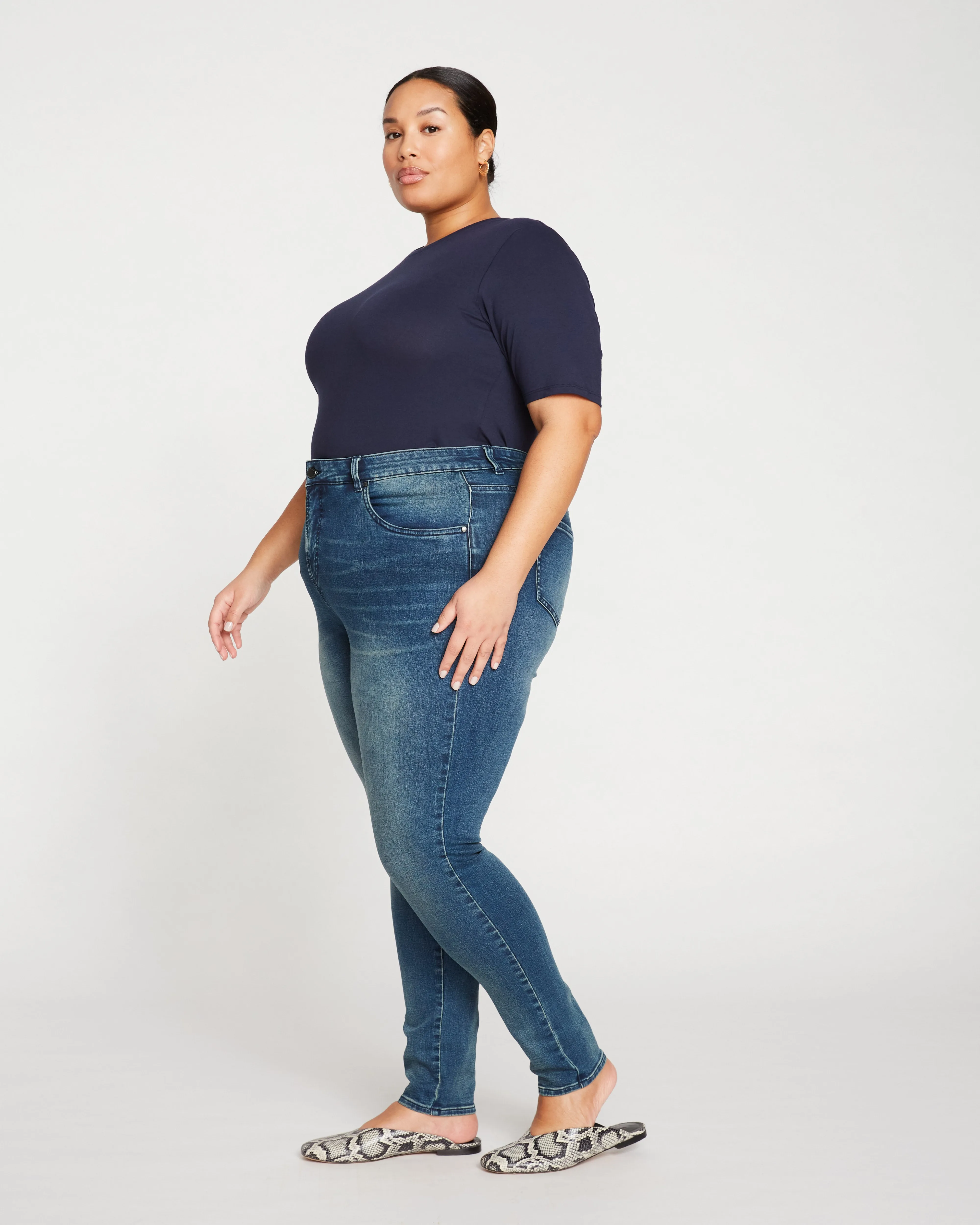 Seine High Rise Skinny Jeans 32 Inch - Distressed Blue sold by Universal Standard product image thumbnail 3