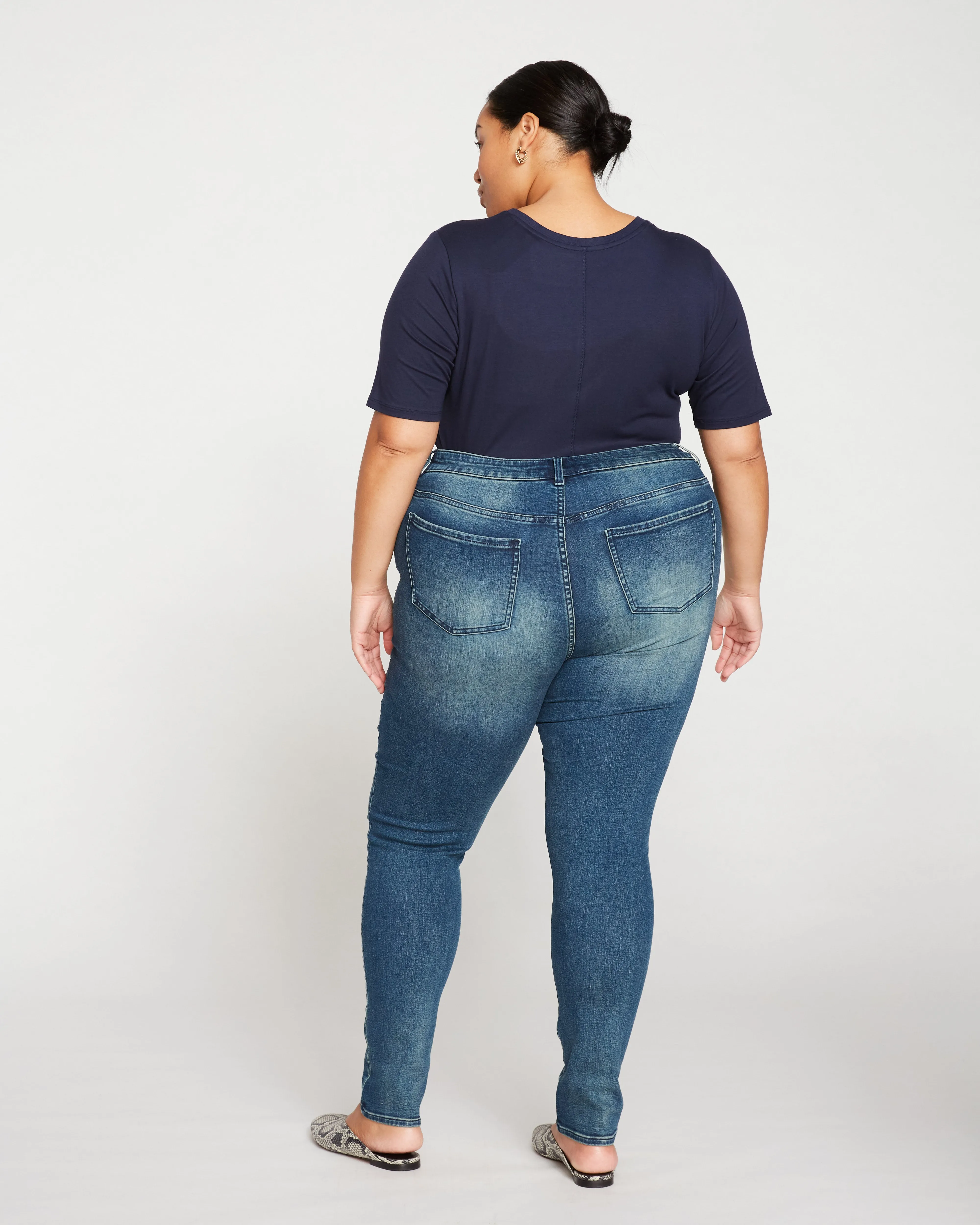 Seine High Rise Skinny Jeans 32 Inch - Distressed Blue sold by Universal Standard product image thumbnail 4