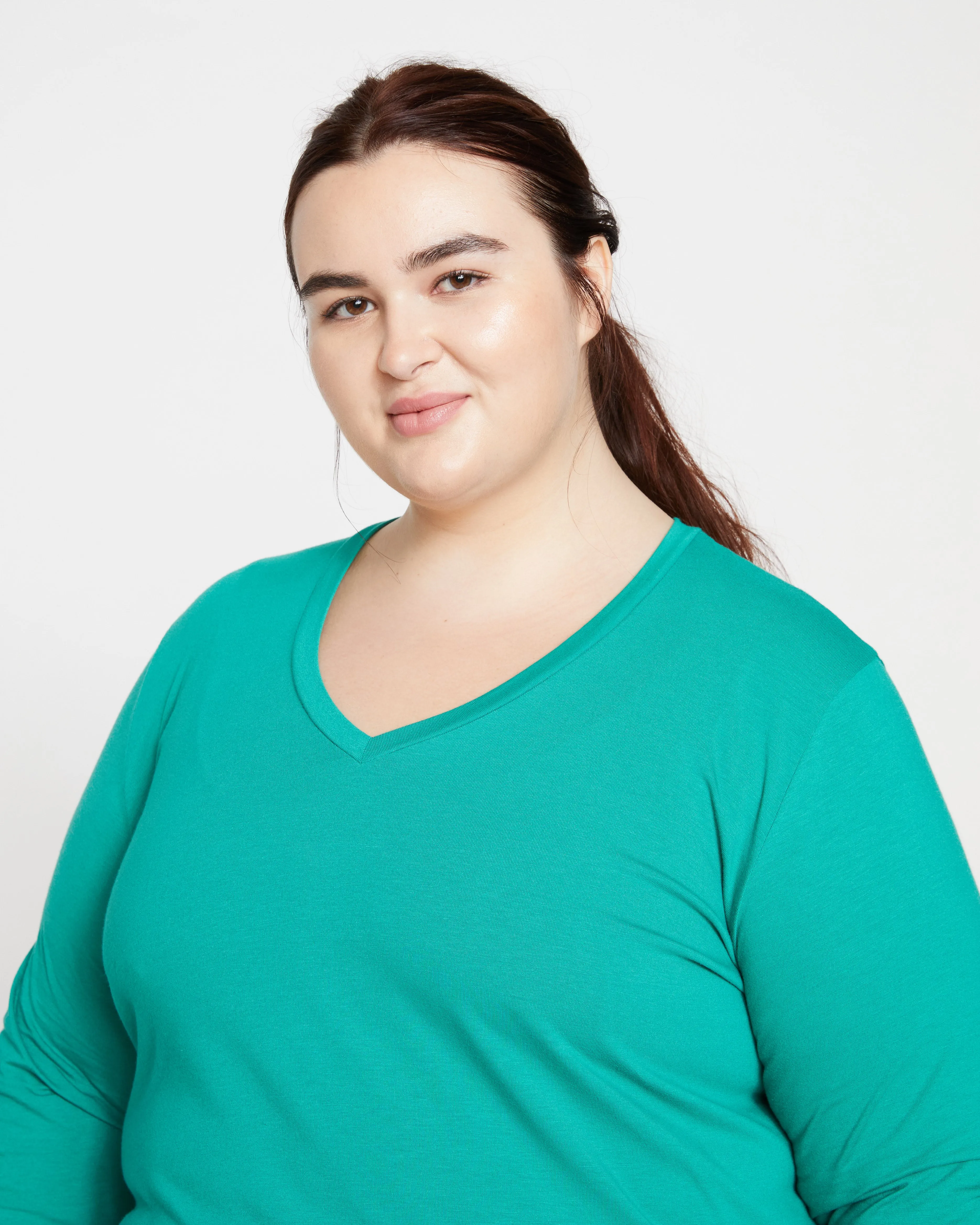 Long Sleeve V Rex - Green Lake sold by Universal Standard