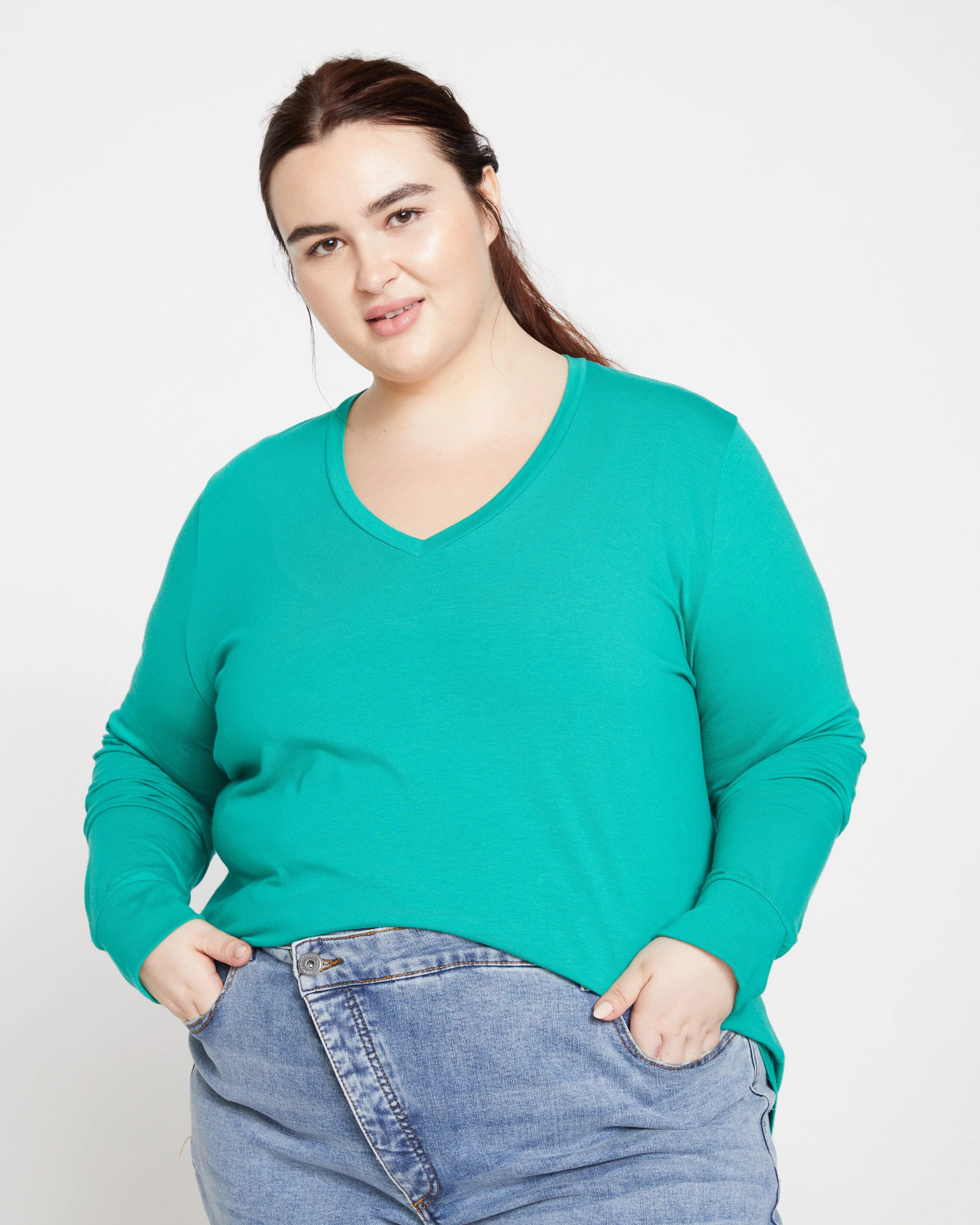 Long Sleeve V Rex - Green Lake sold by Universal Standard product image thumbnail 3