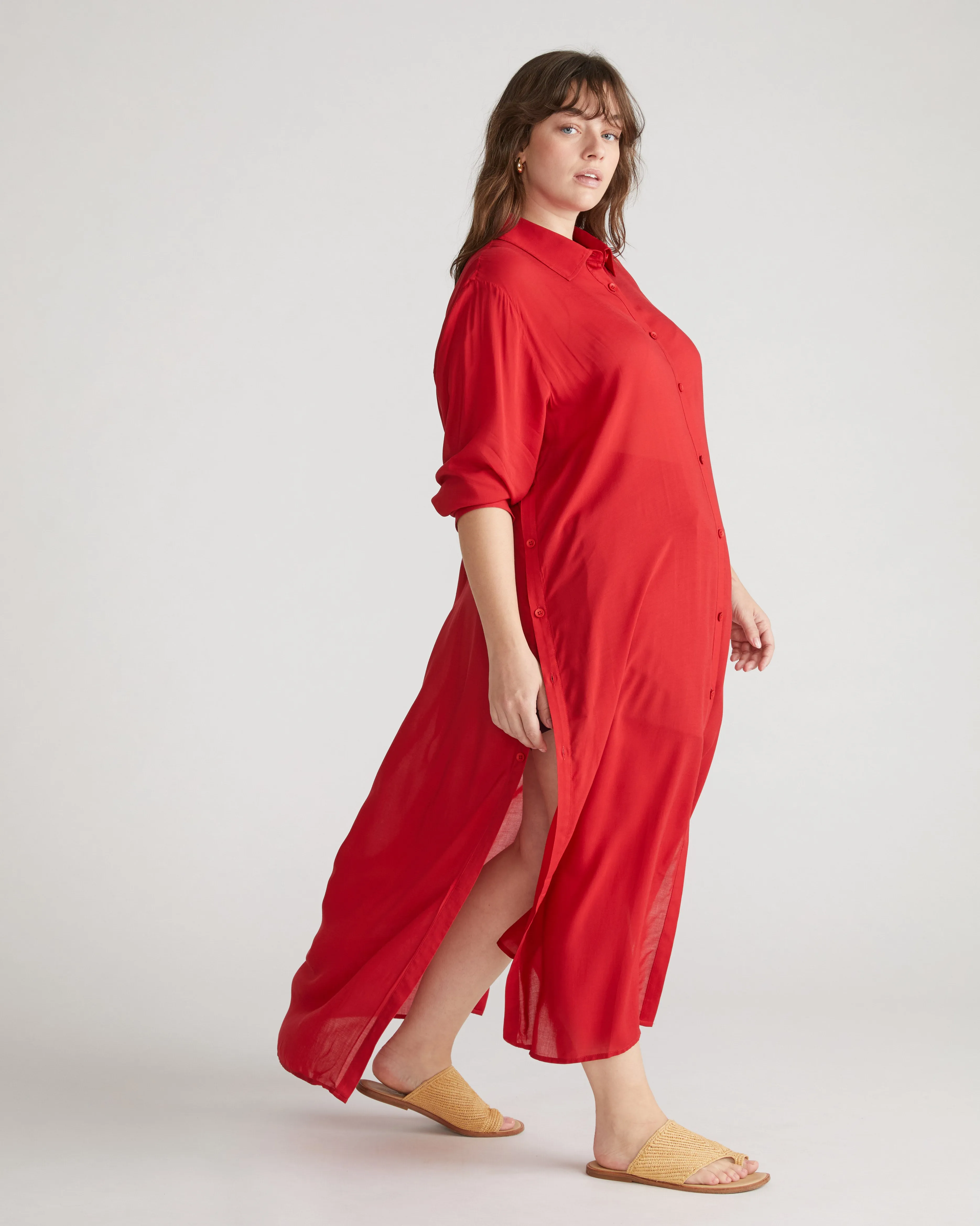 Nailah Button Down Tunic - Baywatch Red sold by Universal Standard product image thumbnail 3