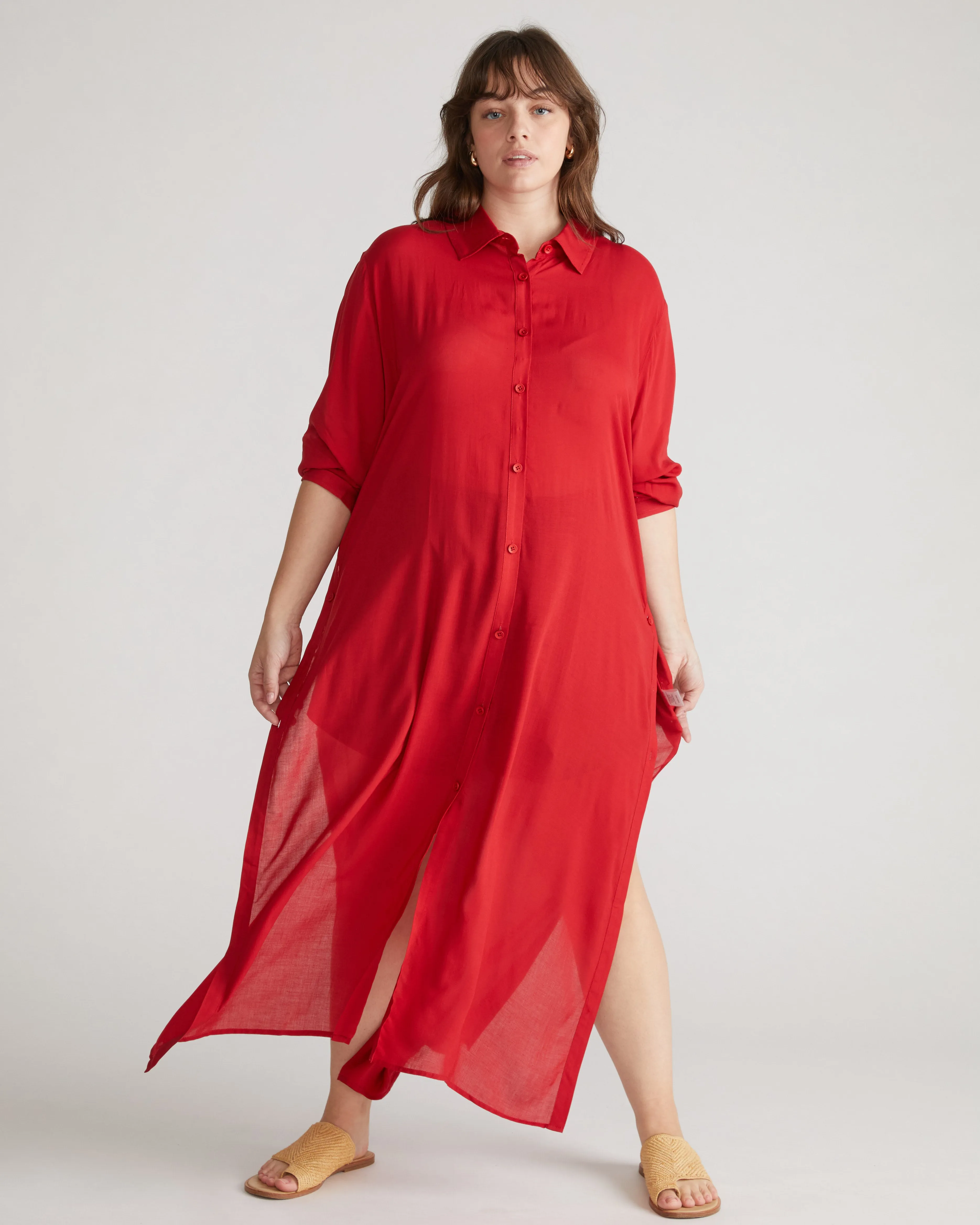 Nailah Button Down Tunic - Baywatch Red sold by Universal Standard product image thumbnail 2