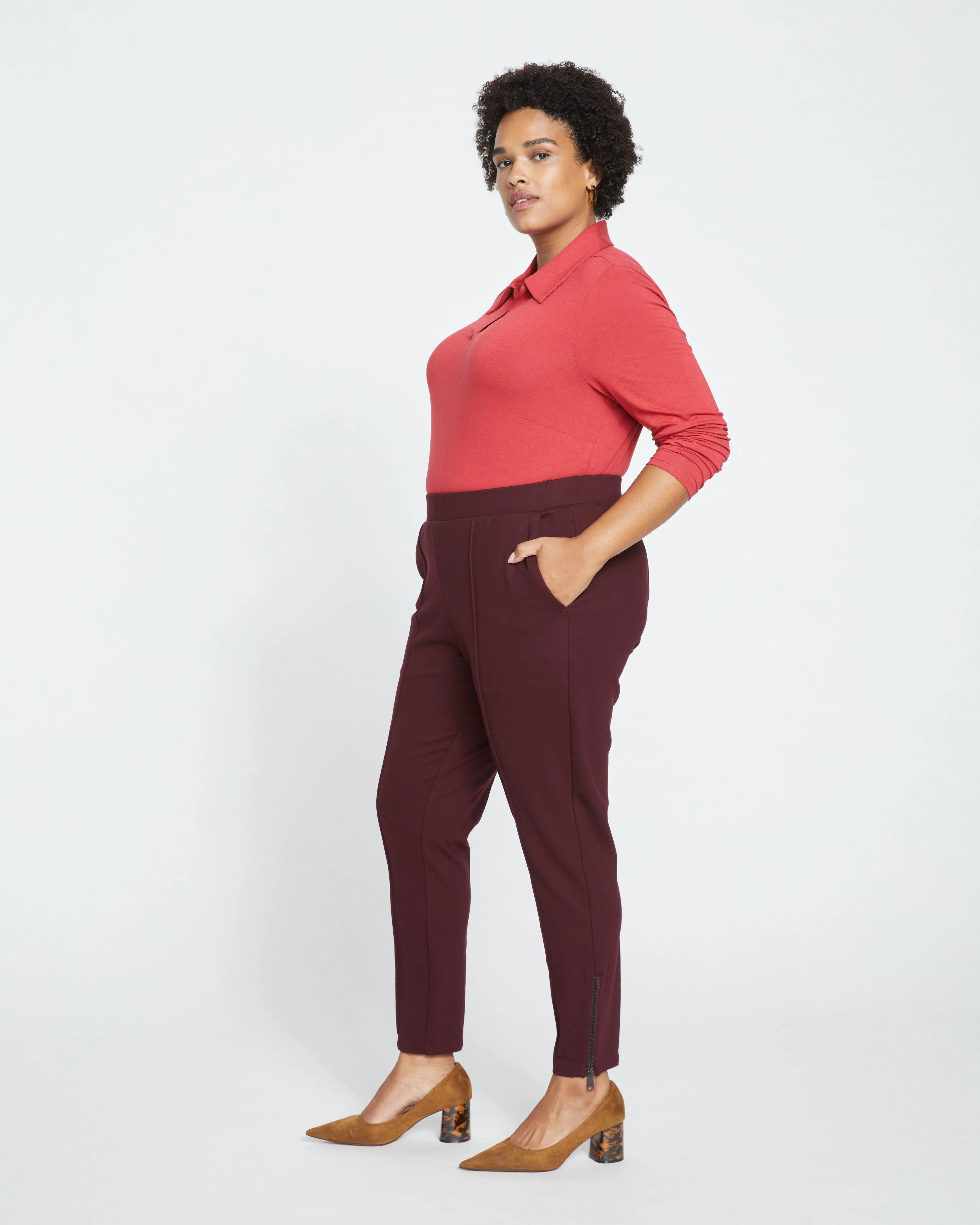 Moro Pintuck Pocket Ponte Pants - Black Cherry sold by Universal Standard product image thumbnail 4