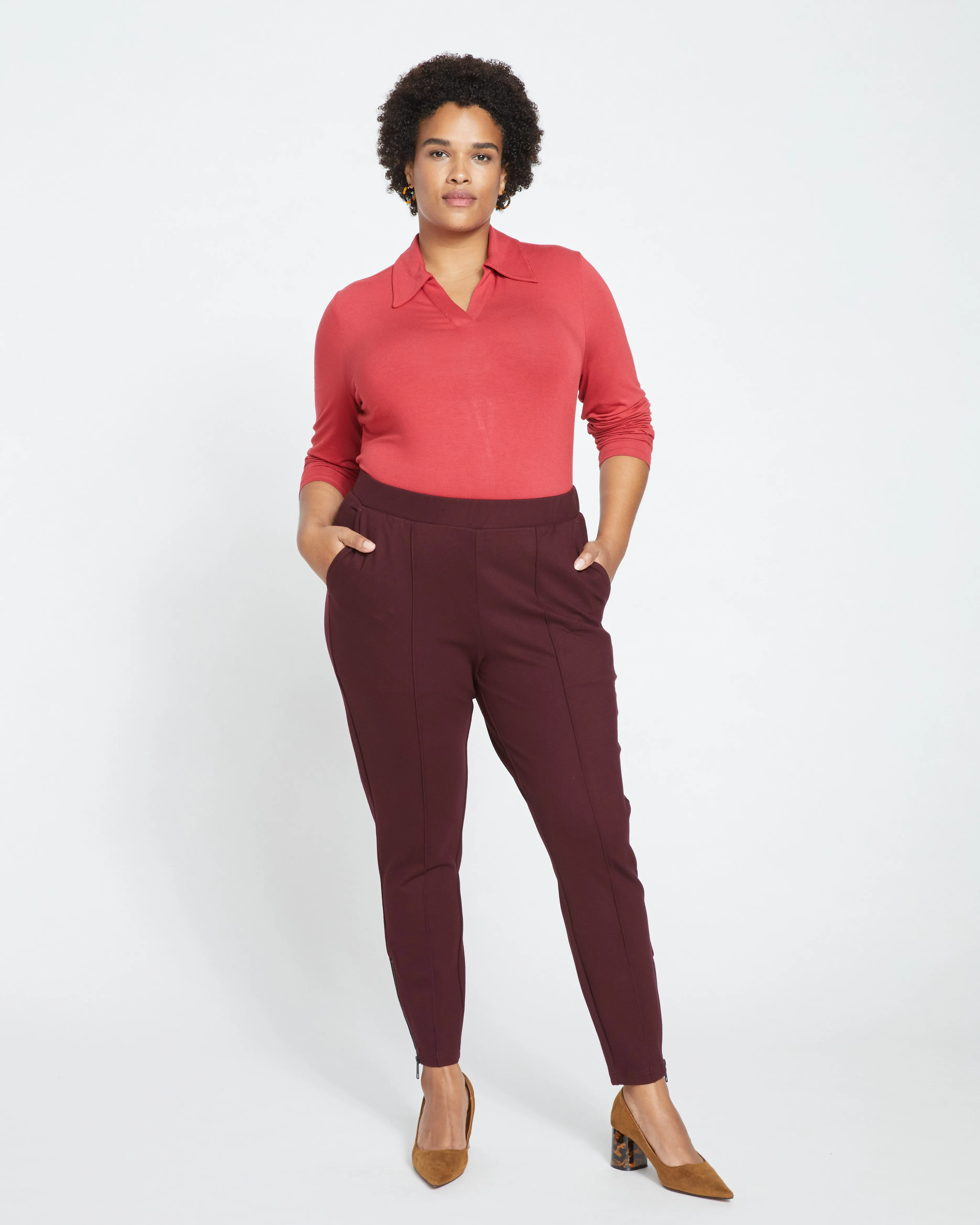 Moro Pintuck Pocket Ponte Pants - Black Cherry sold by Universal Standard product image thumbnail 2