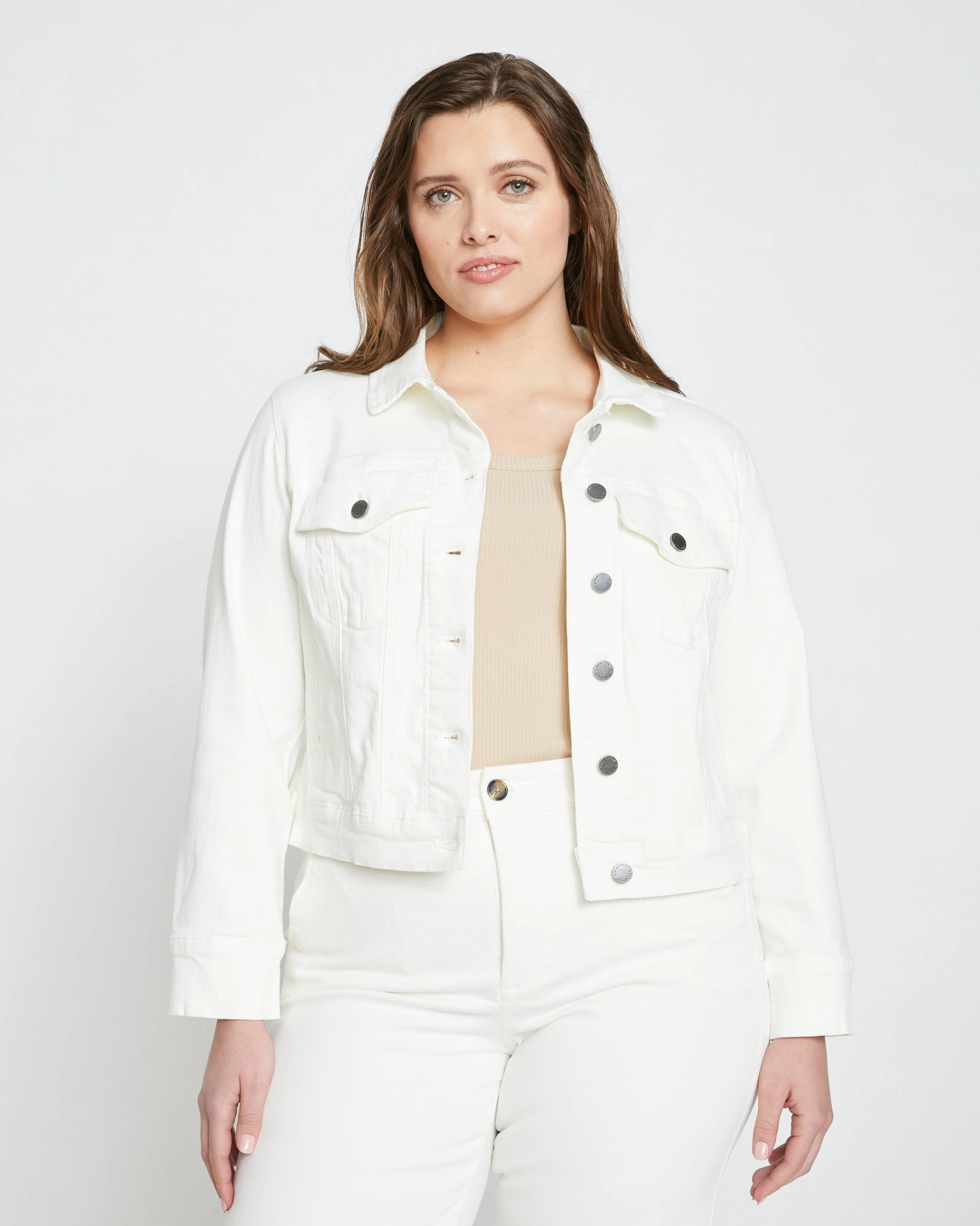 Kelsey Denim Jacket - White sold by Universal Standard