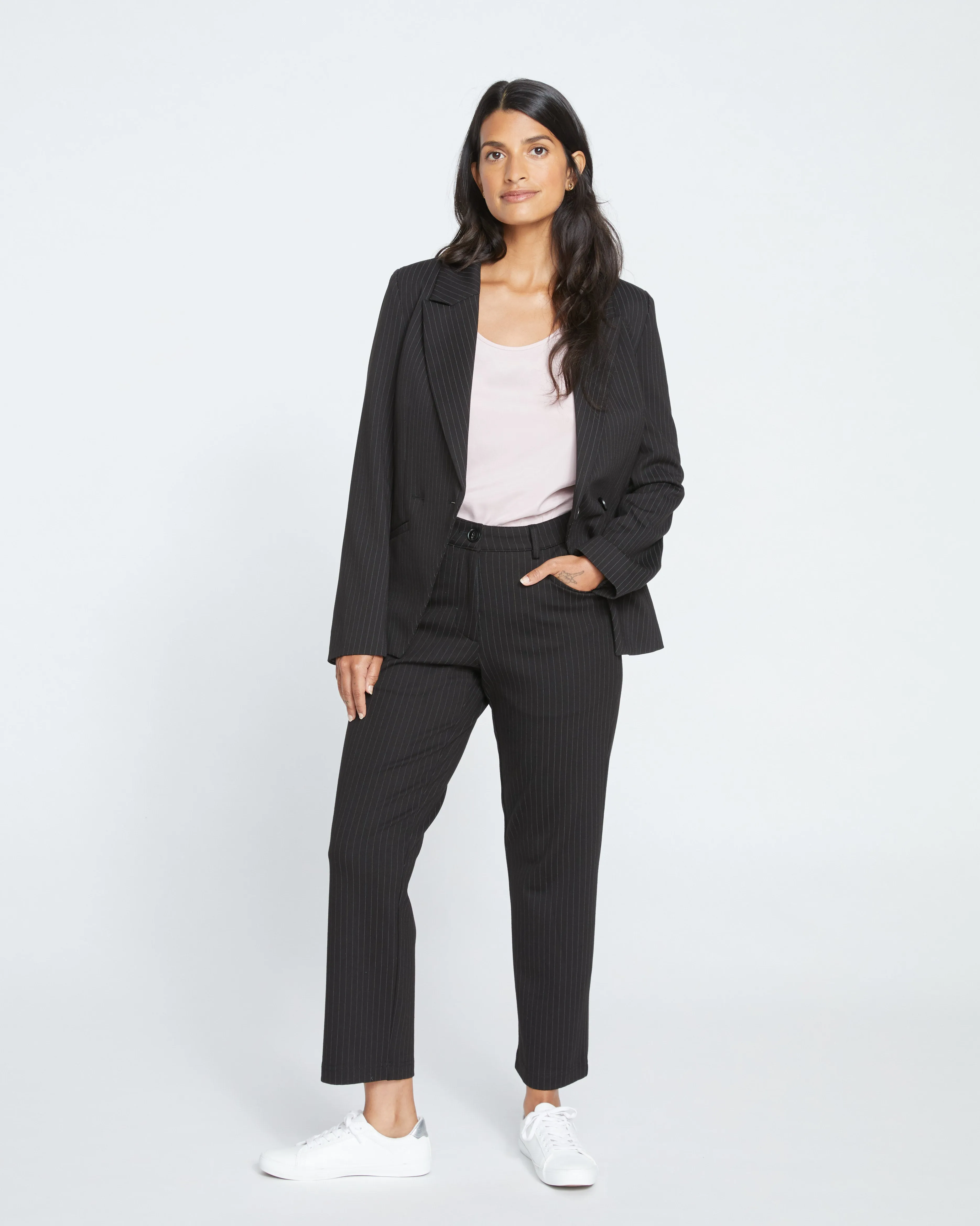 Cigarette Ponte Pants - Slate Pinstripe sold by Universal Standard