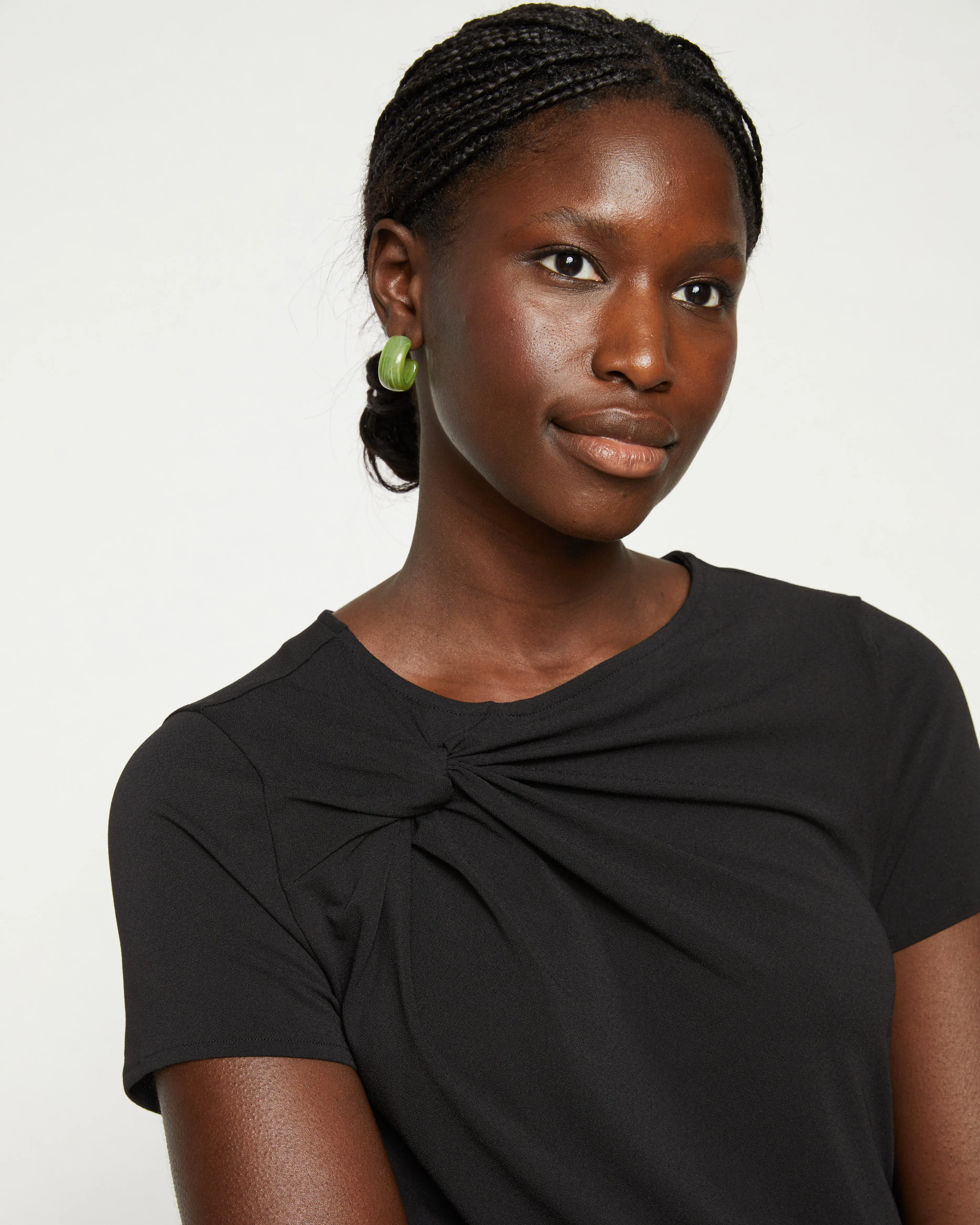 Neck Twist Crepe Jersey Top - Black sold by Universal Standard