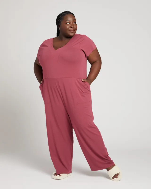 Jemma V Neck Jumpsuit - Maroon sold by Universal Standard