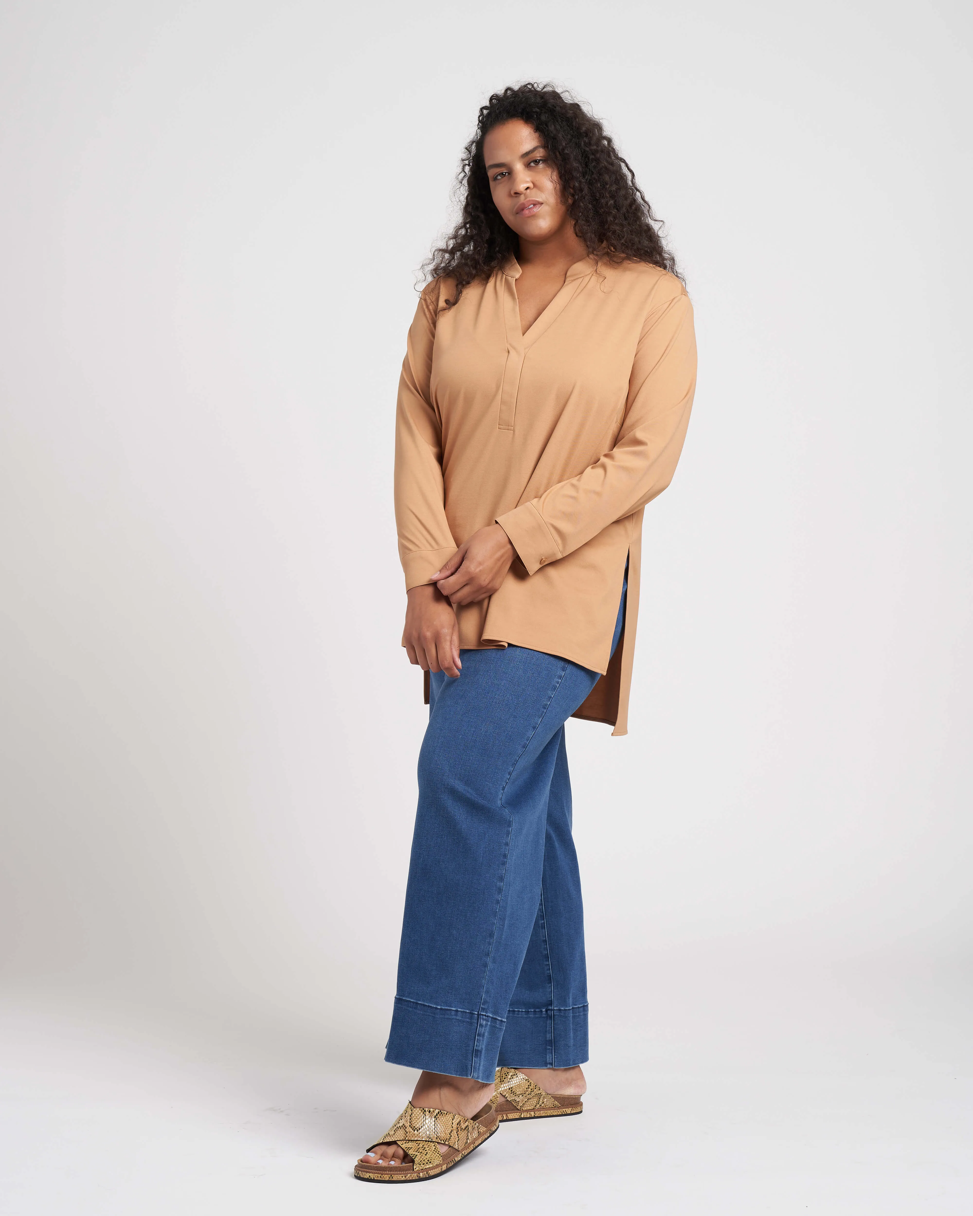 Groove High-Low Pique Tunic - Camel sold by Universal Standard product image thumbnail 3