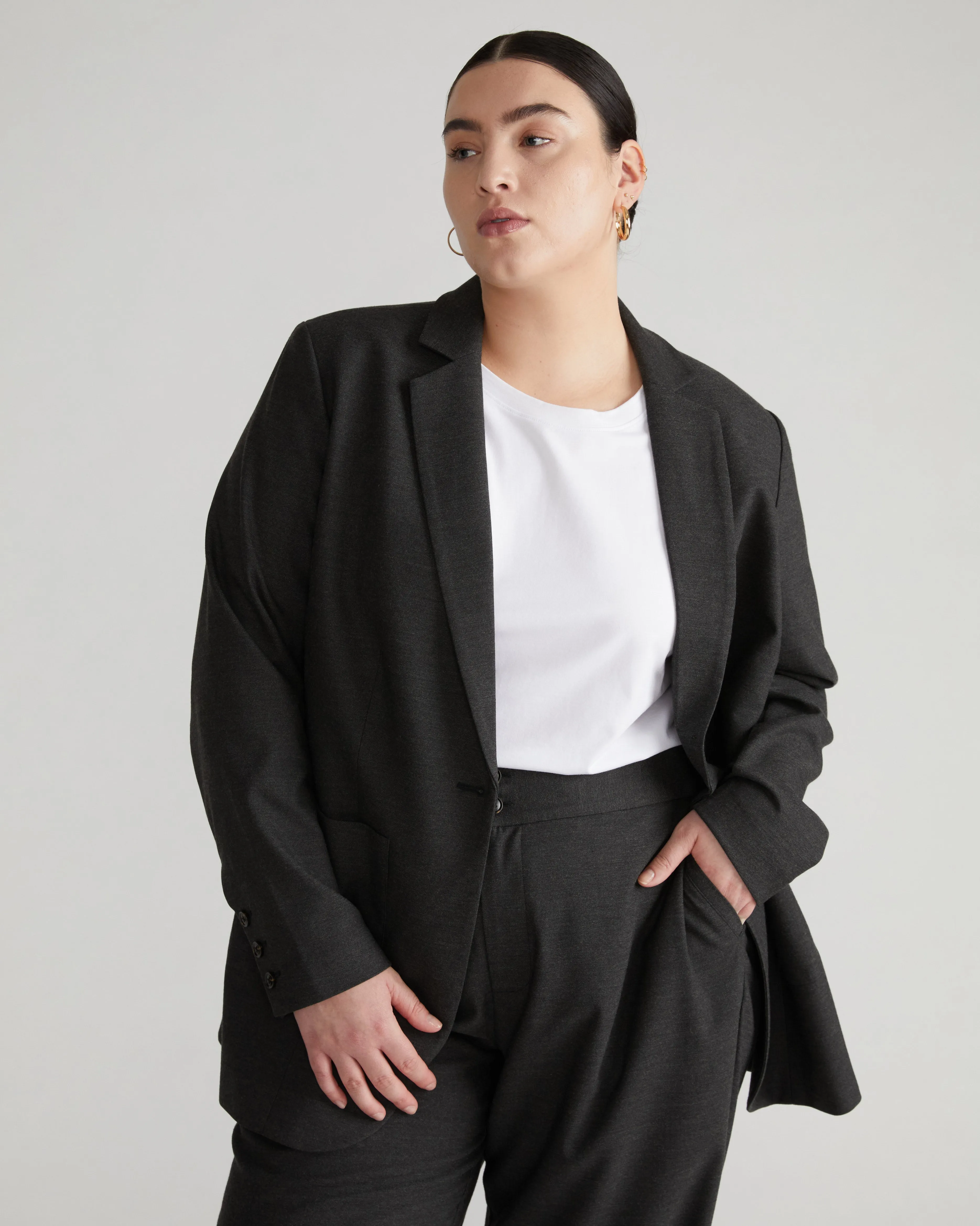 Infinite Flannel Blazer - Dark Grey sold by Universal Standard product image thumbnail 3