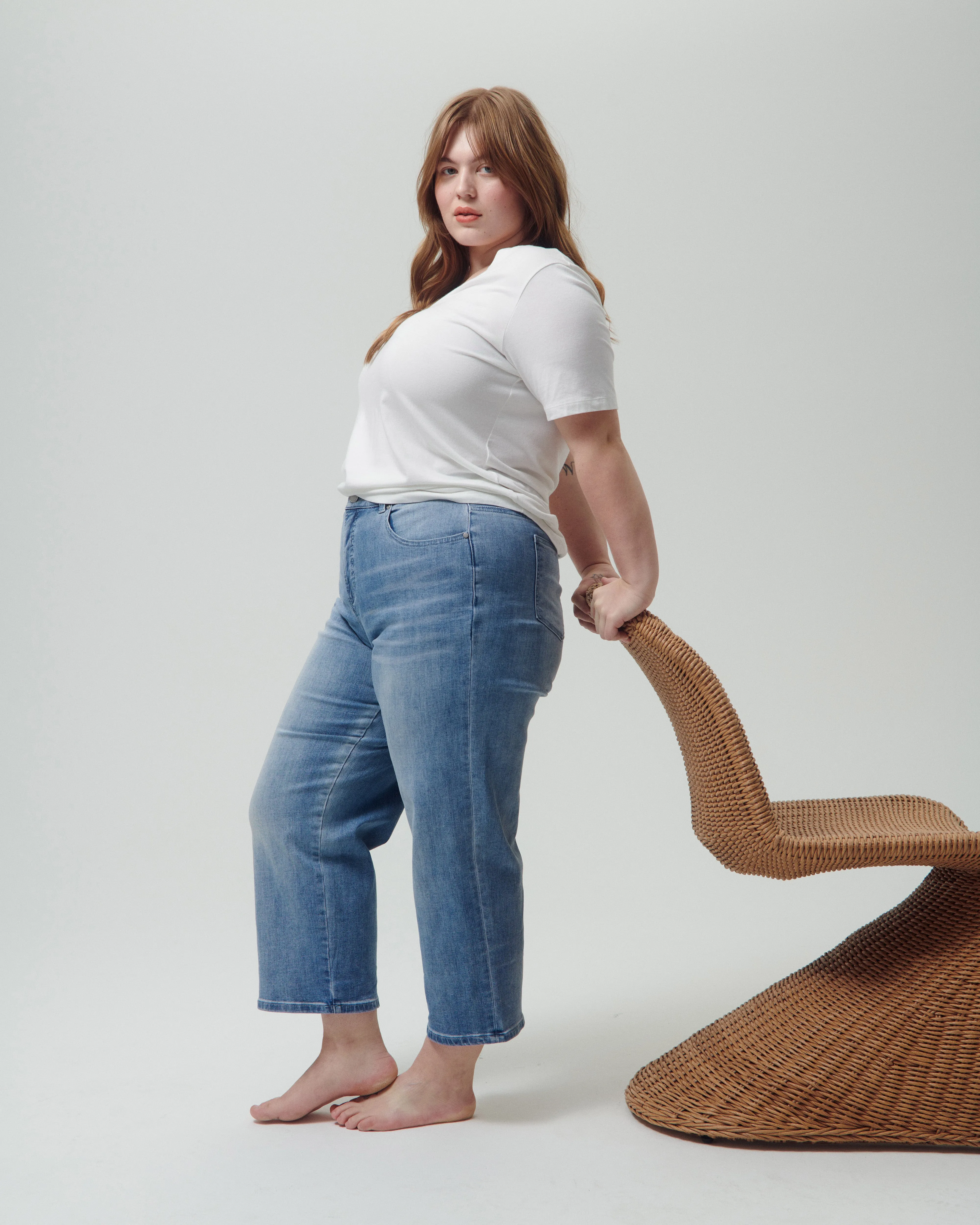 Bae Boyfriend Crop Jeans - Light Blue sold by Universal Standard