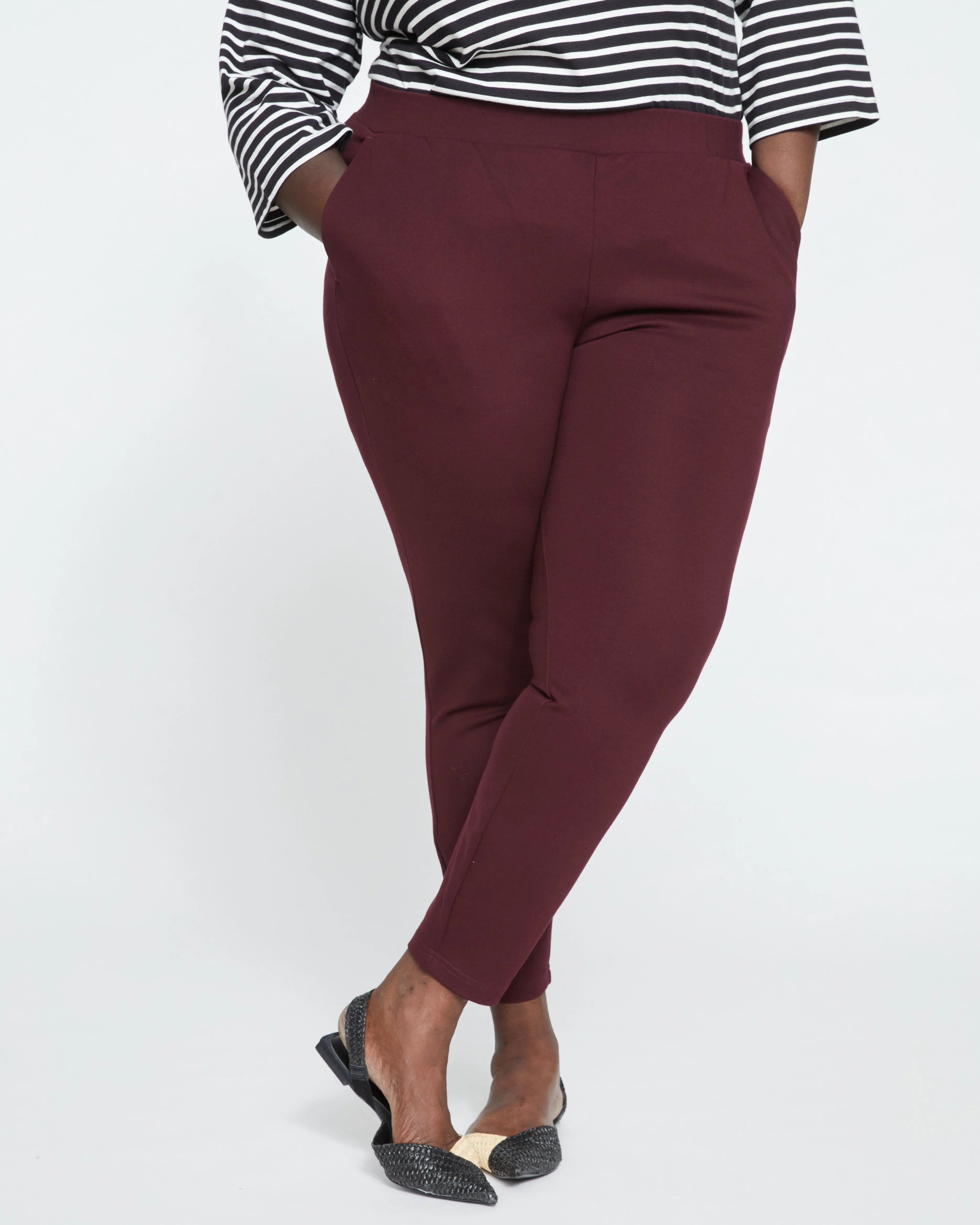 Minimalist Moro Pocket Signature Ponte Pants - Black Cherry sold by Universal Standard product image thumbnail 2