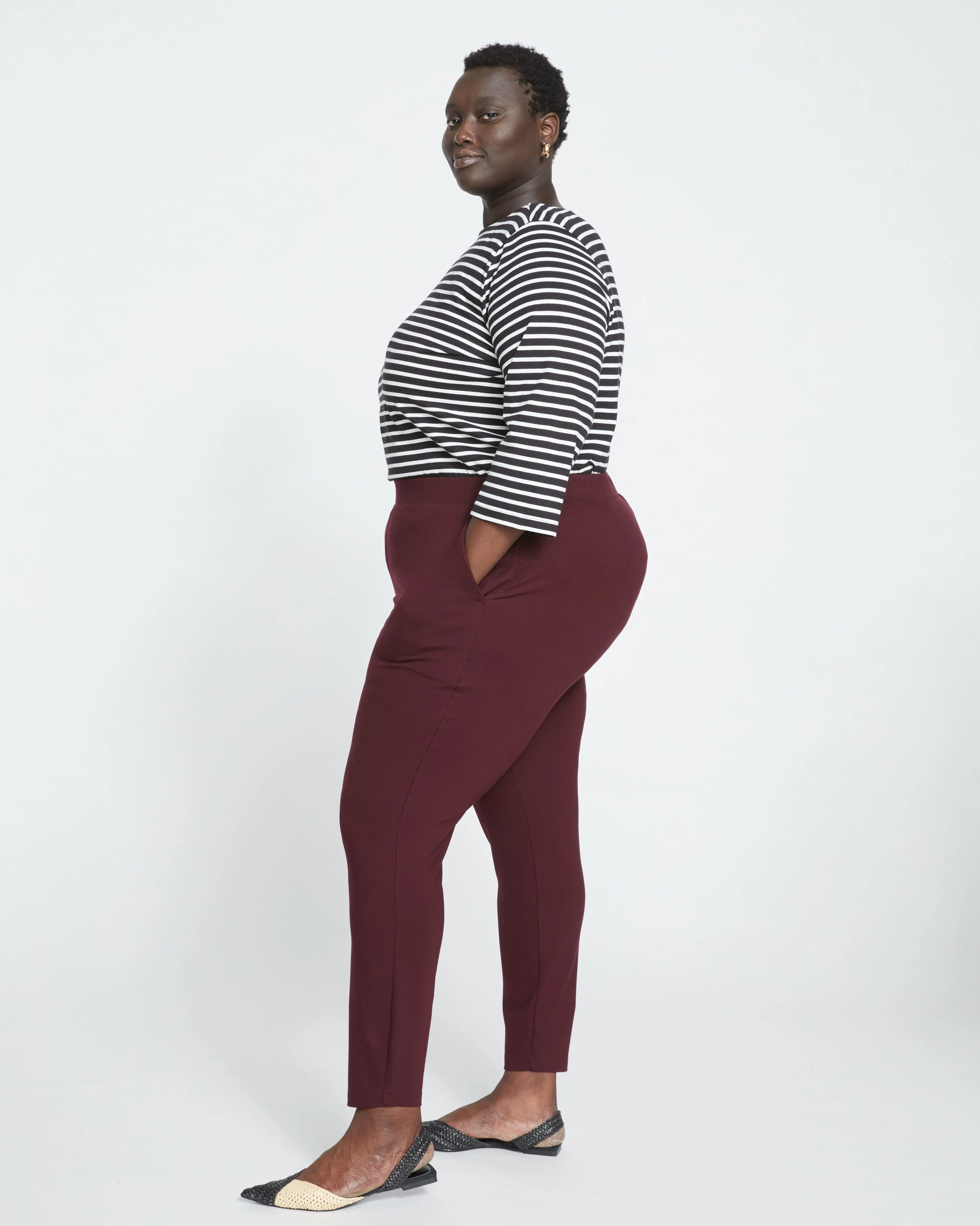 Minimalist Moro Pocket Signature Ponte Pants - Black Cherry sold by Universal Standard product image thumbnail 4