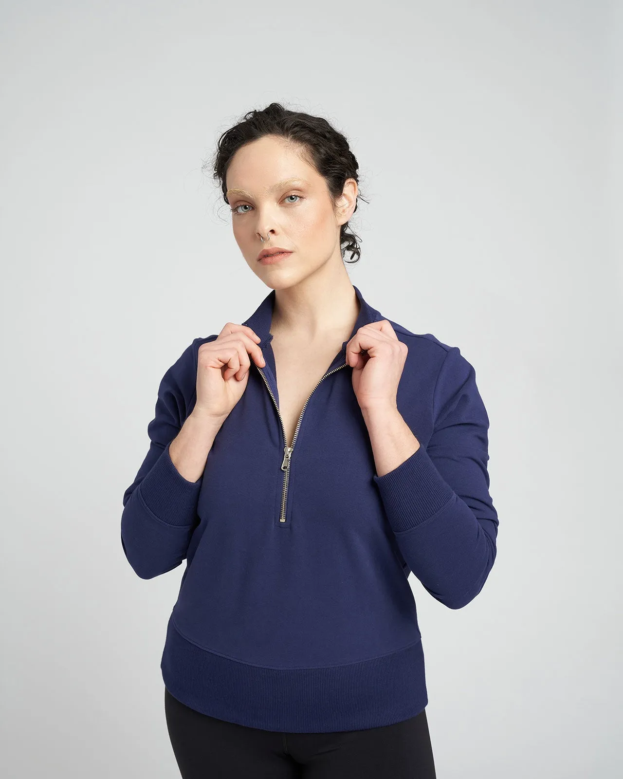 Peachy Terry Half Zip Pullover - Vintage Blue sold by Universal Standard product image thumbnail 5