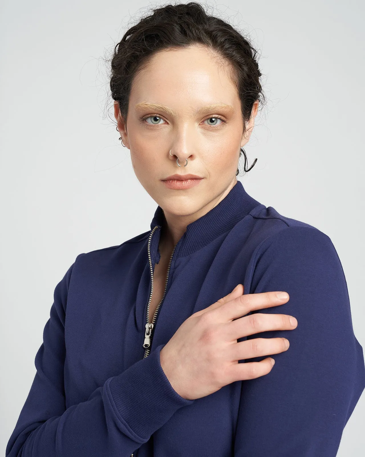 Peachy Terry Half Zip Pullover - Vintage Blue sold by Universal Standard