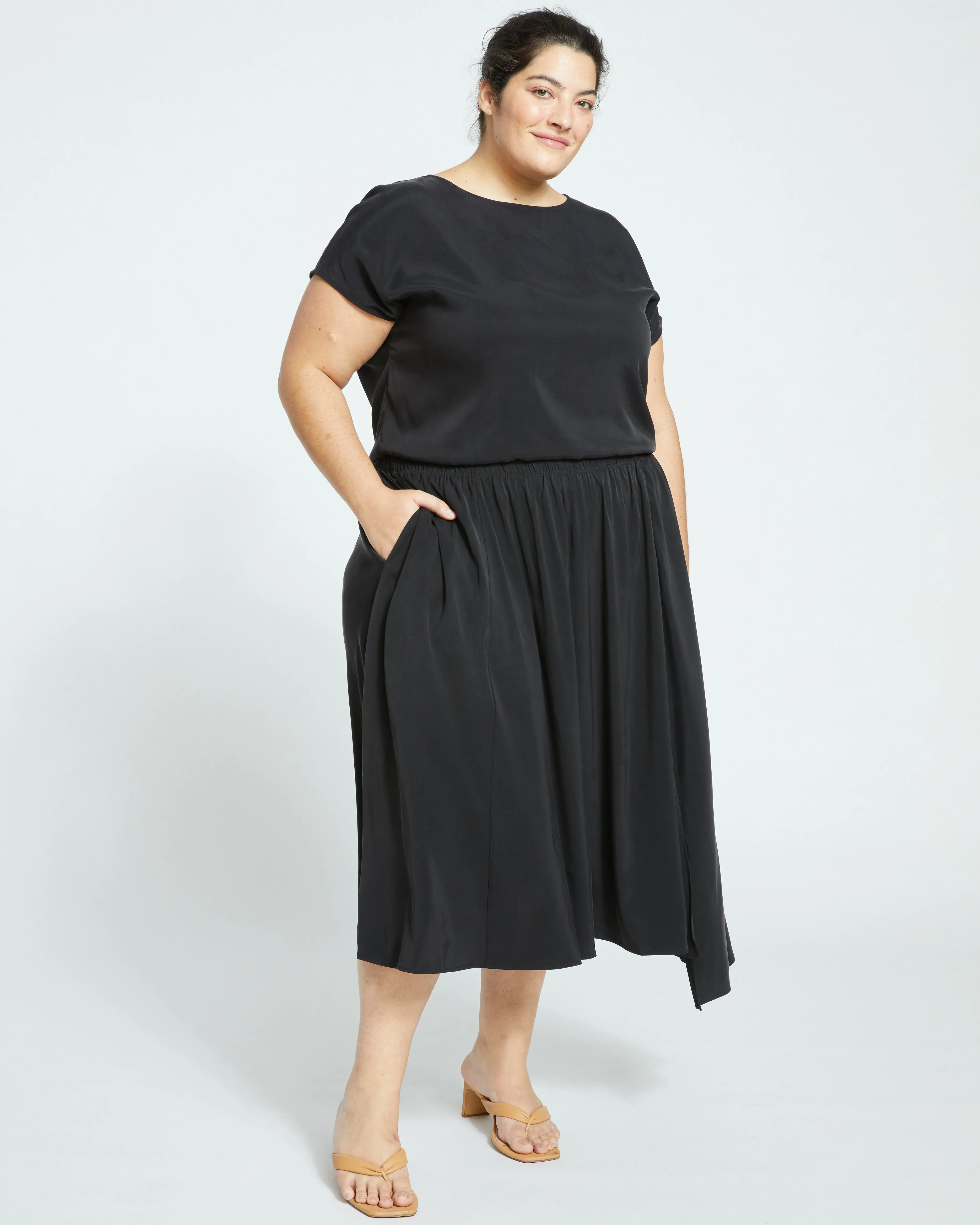 Palma Cupro Skirt - Black sold by Universal Standard