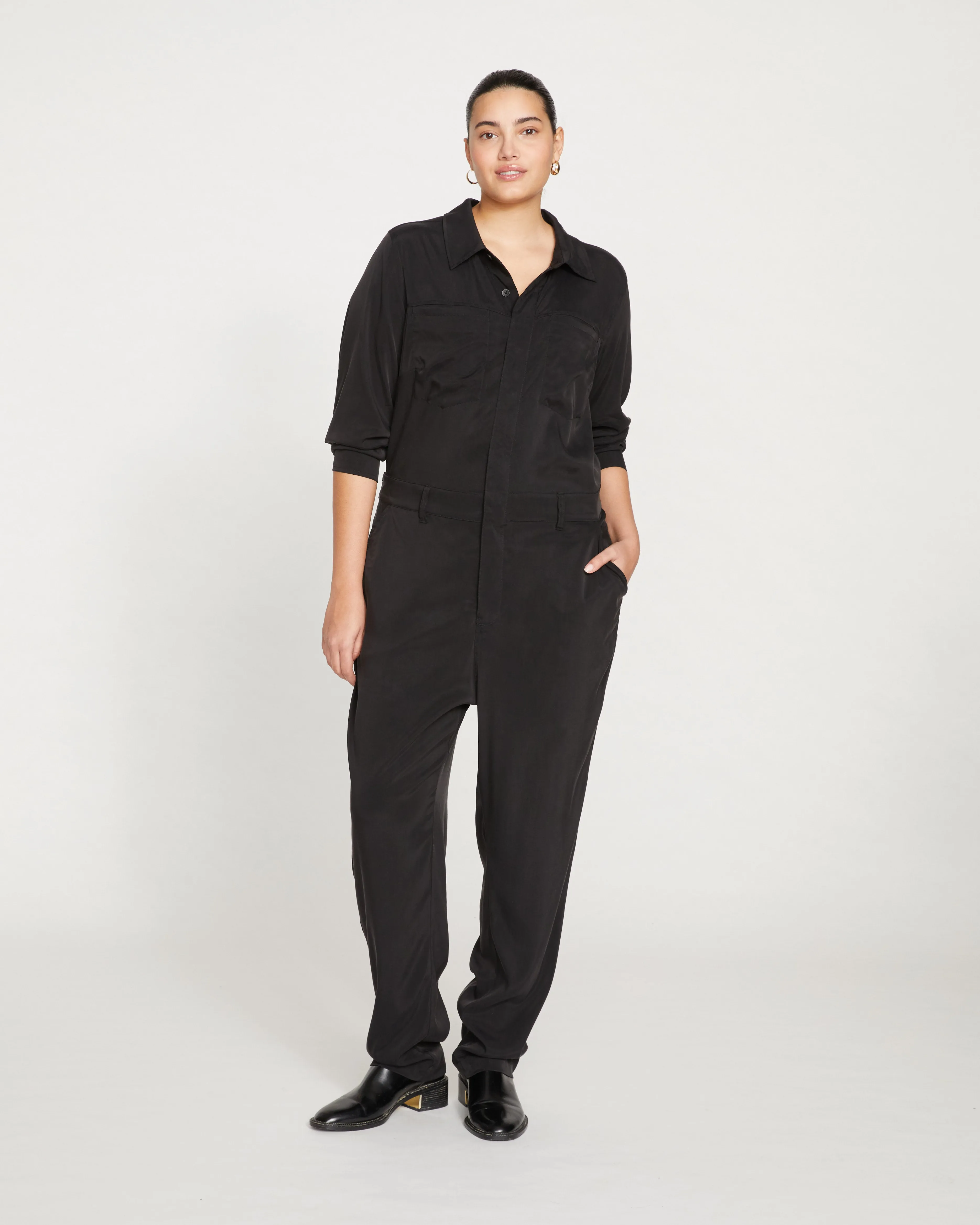 Cooling Stretch Cupro Jumpsuit - Black sold by Universal Standard