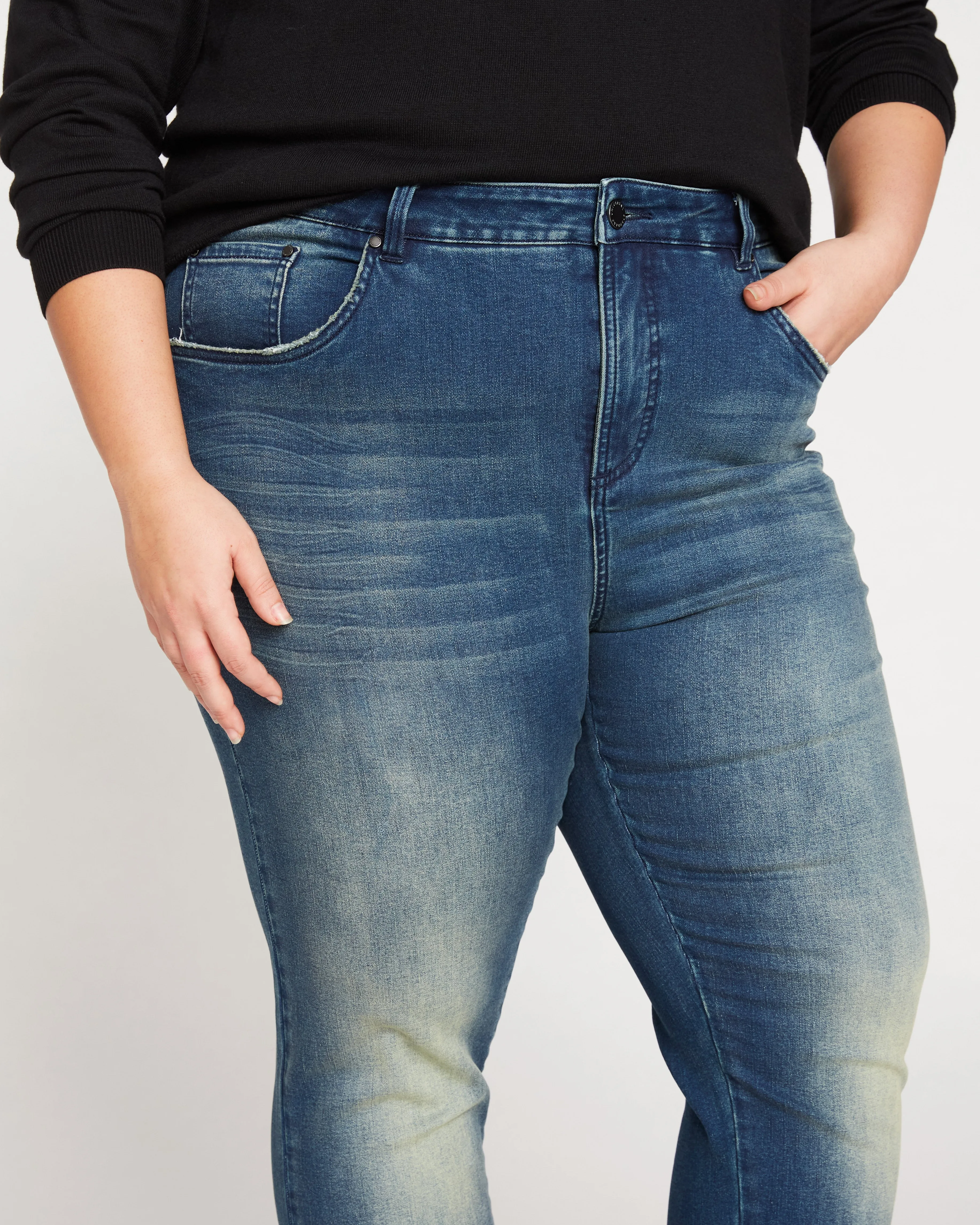 Logan High Rise 5 Pocket Vintage Jeans - Distressed Blue sold by Universal Standard product image thumbnail 4
