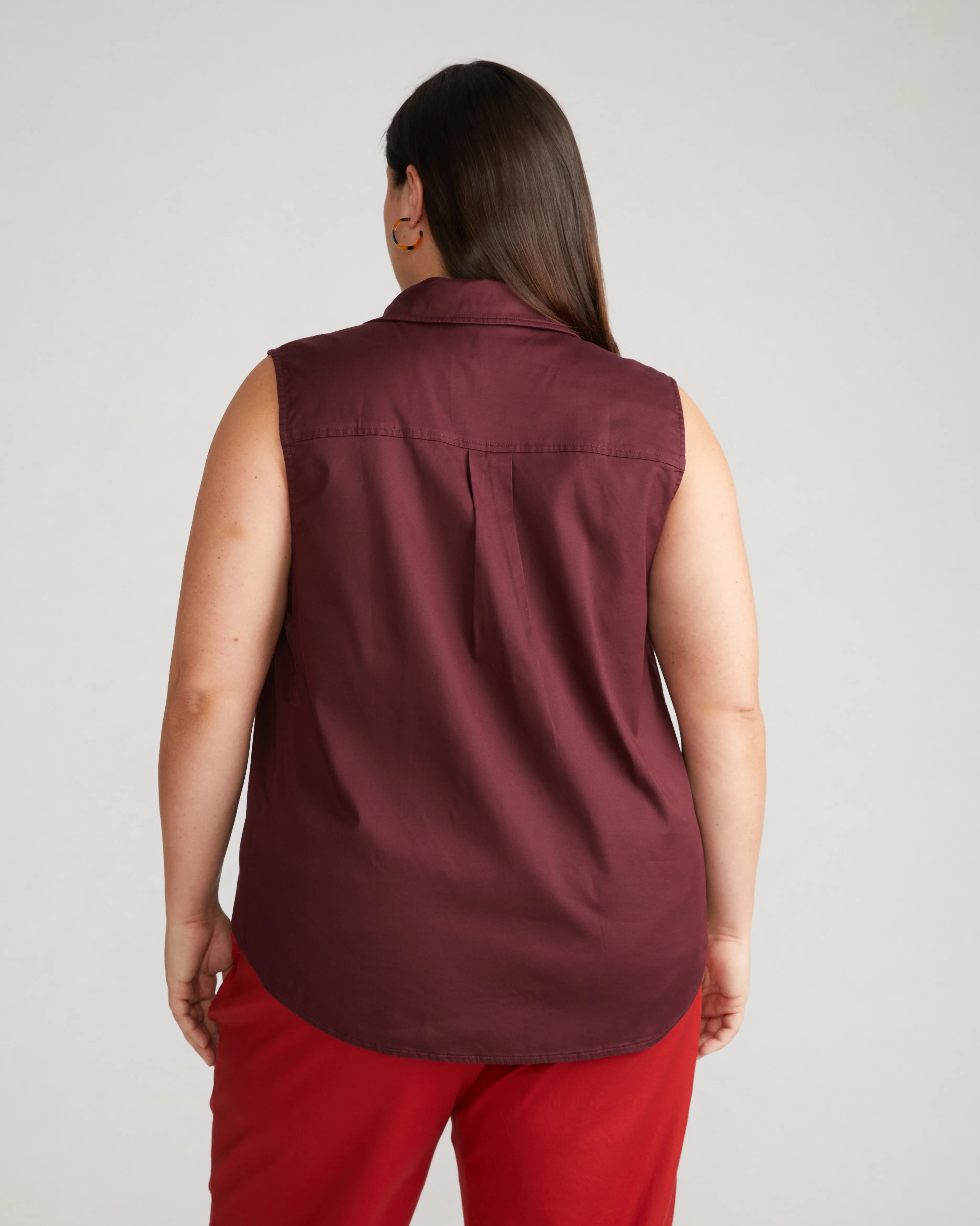 Perfect Tencel Chambray Sleeveless Shirt - Black Cherry sold by Universal Standard product image thumbnail 3