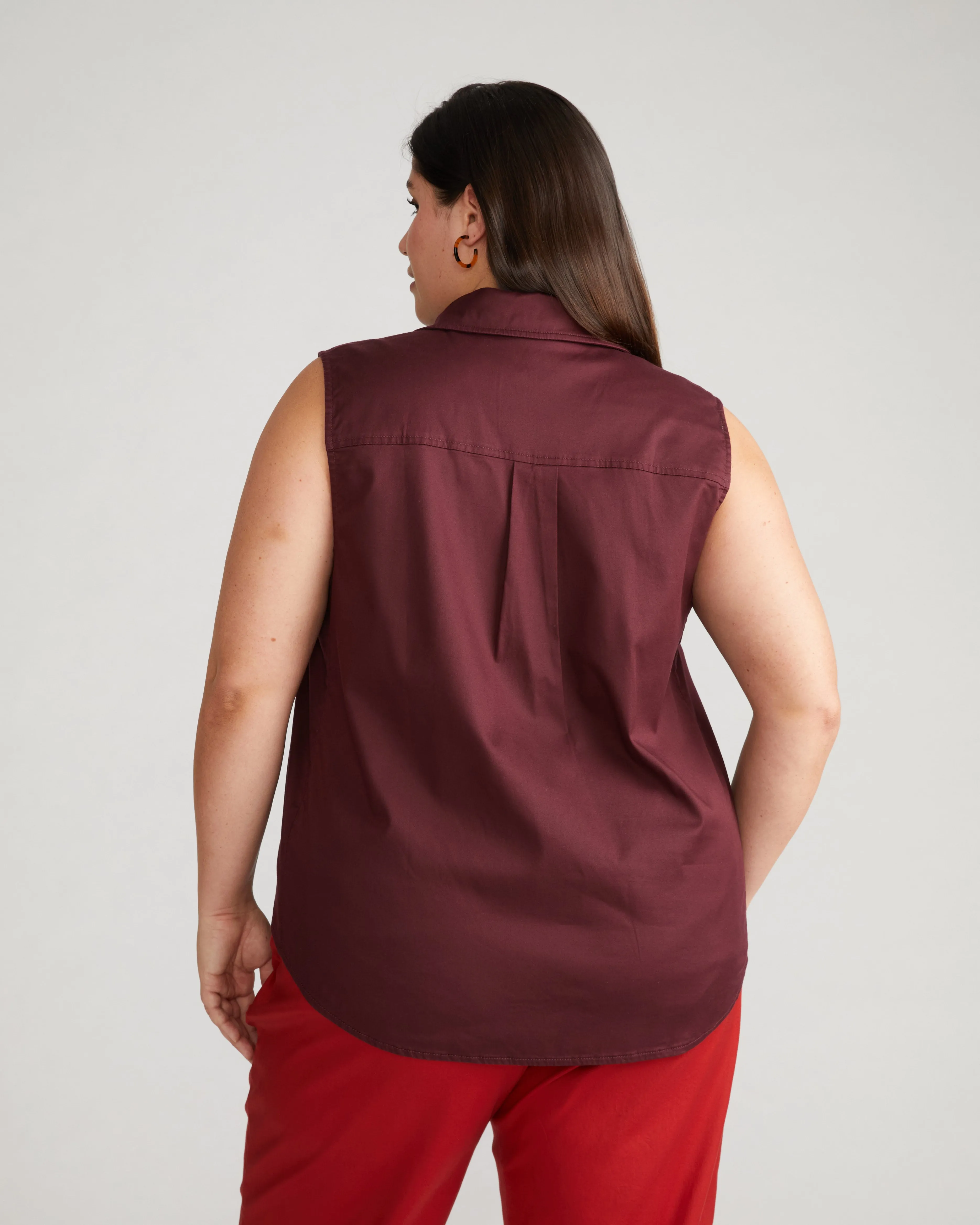 Perfect Tencel Chambray Sleeveless Shirt - Black Cherry sold by Universal Standard product image thumbnail 4