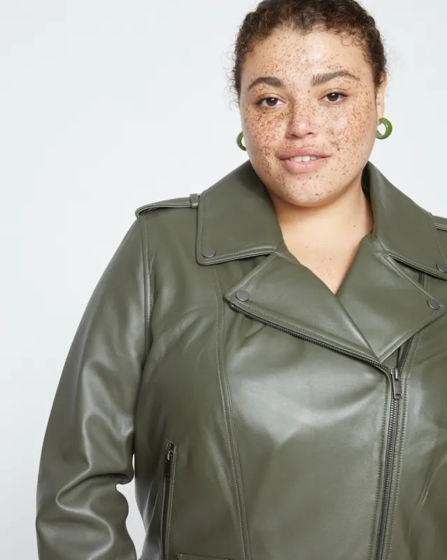 Leeron Leather Moto Jacket - Camo sold by Universal Standard
