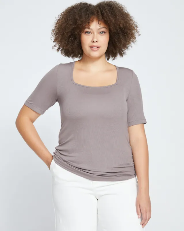 Foundation Short Sleeve Square Neck Tee - Nutmeg sold by Universal Standard