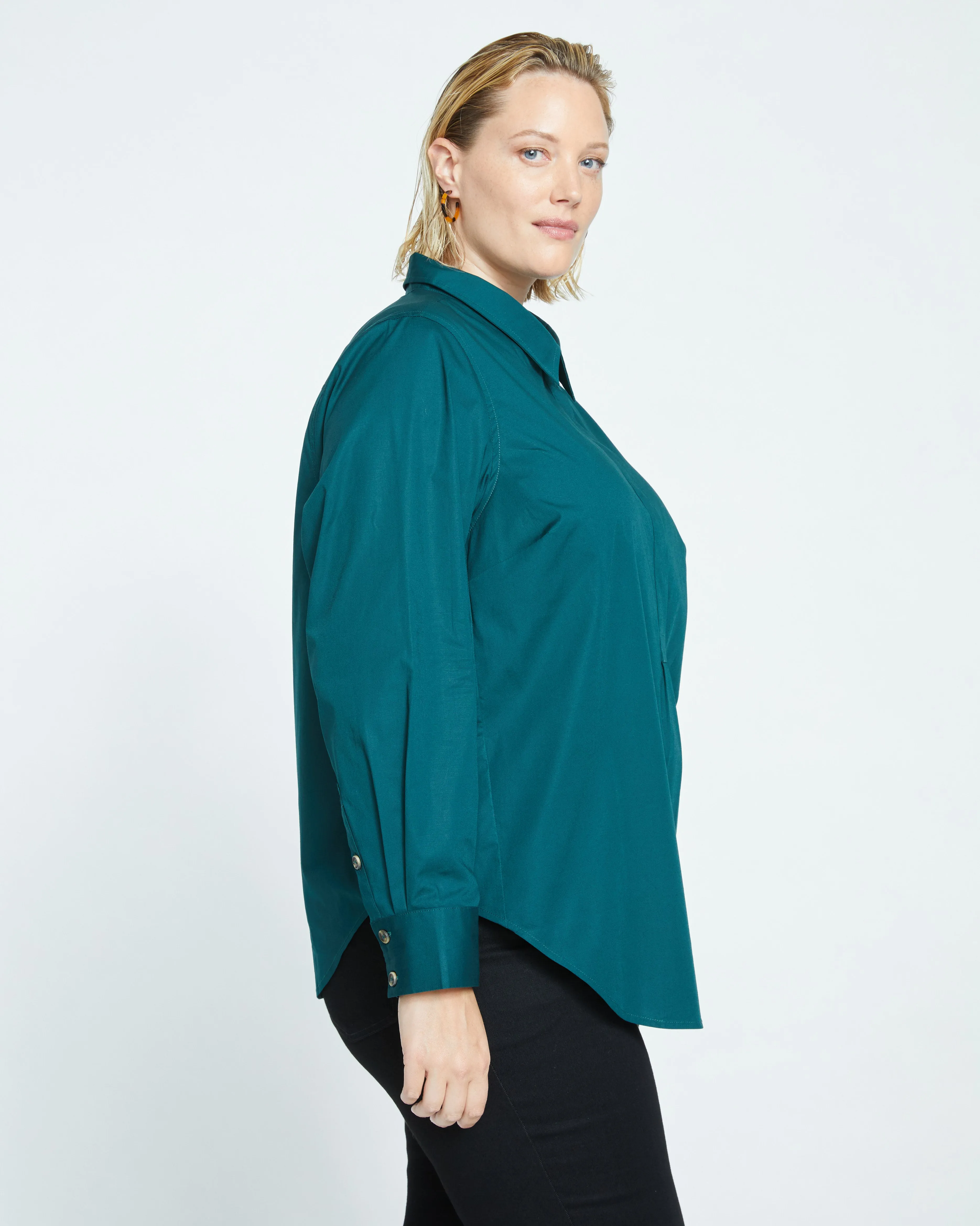 Elbe Popover Stretch Poplin Shirt Classic Fit - Forest Green sold by Universal Standard product image thumbnail 3